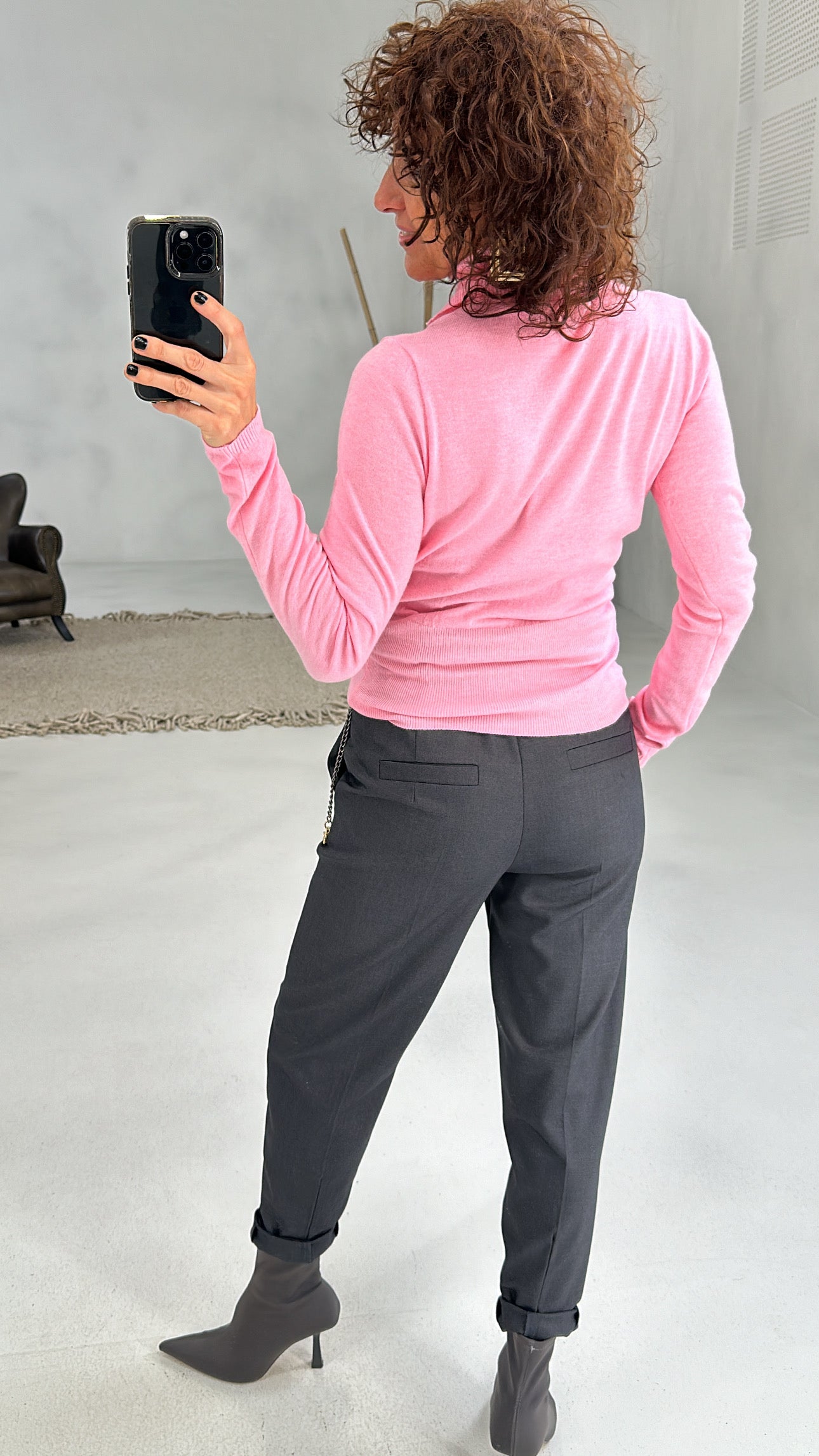 MAGLIA BUSTINO INCROCIATA IN CALDA VISCOSA CON COLLO ALTO