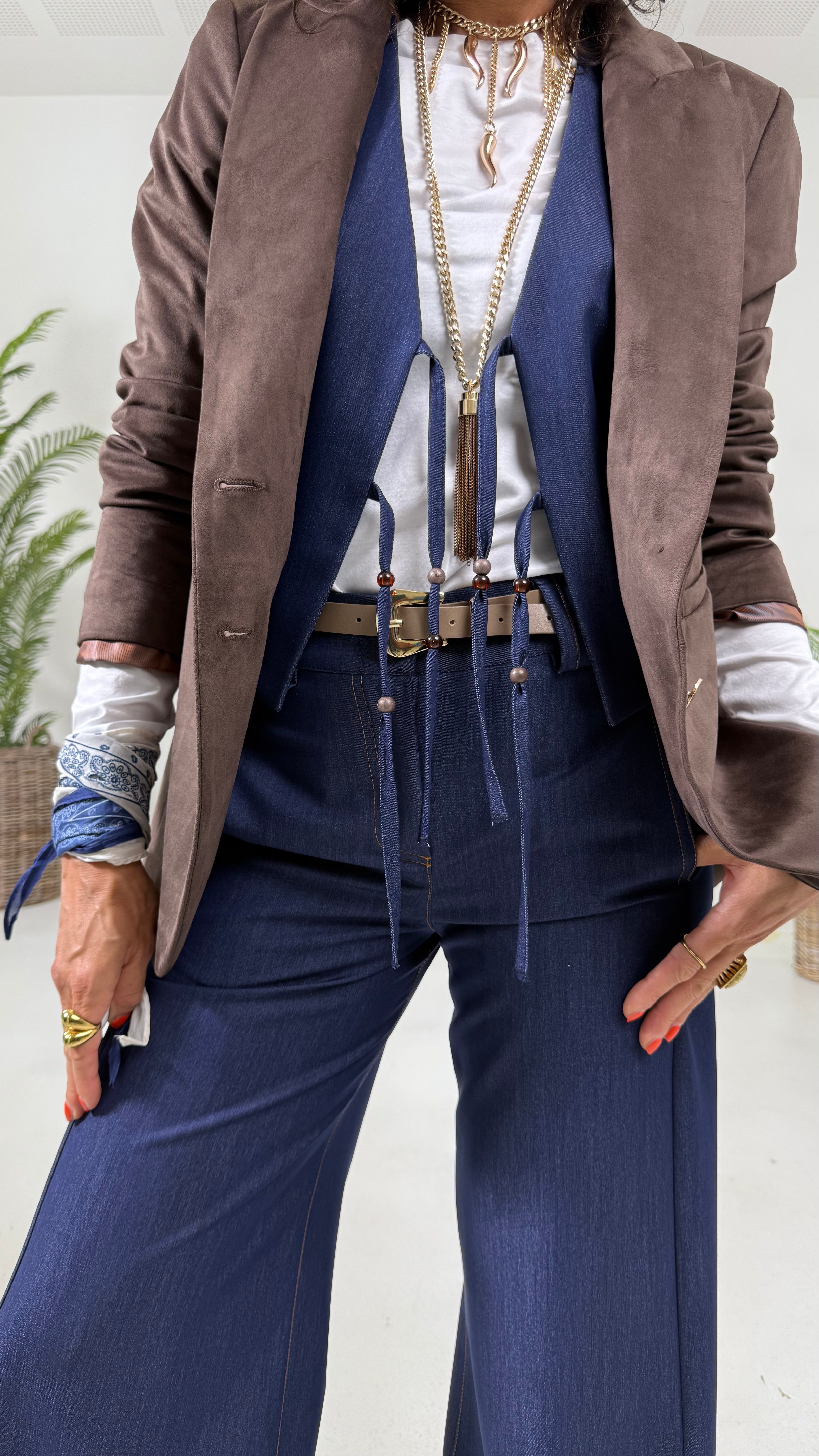 GIACCA BLAZER IN DAINETTO EFFETTO CAMOSCIO CON FODERA CANGIANTE