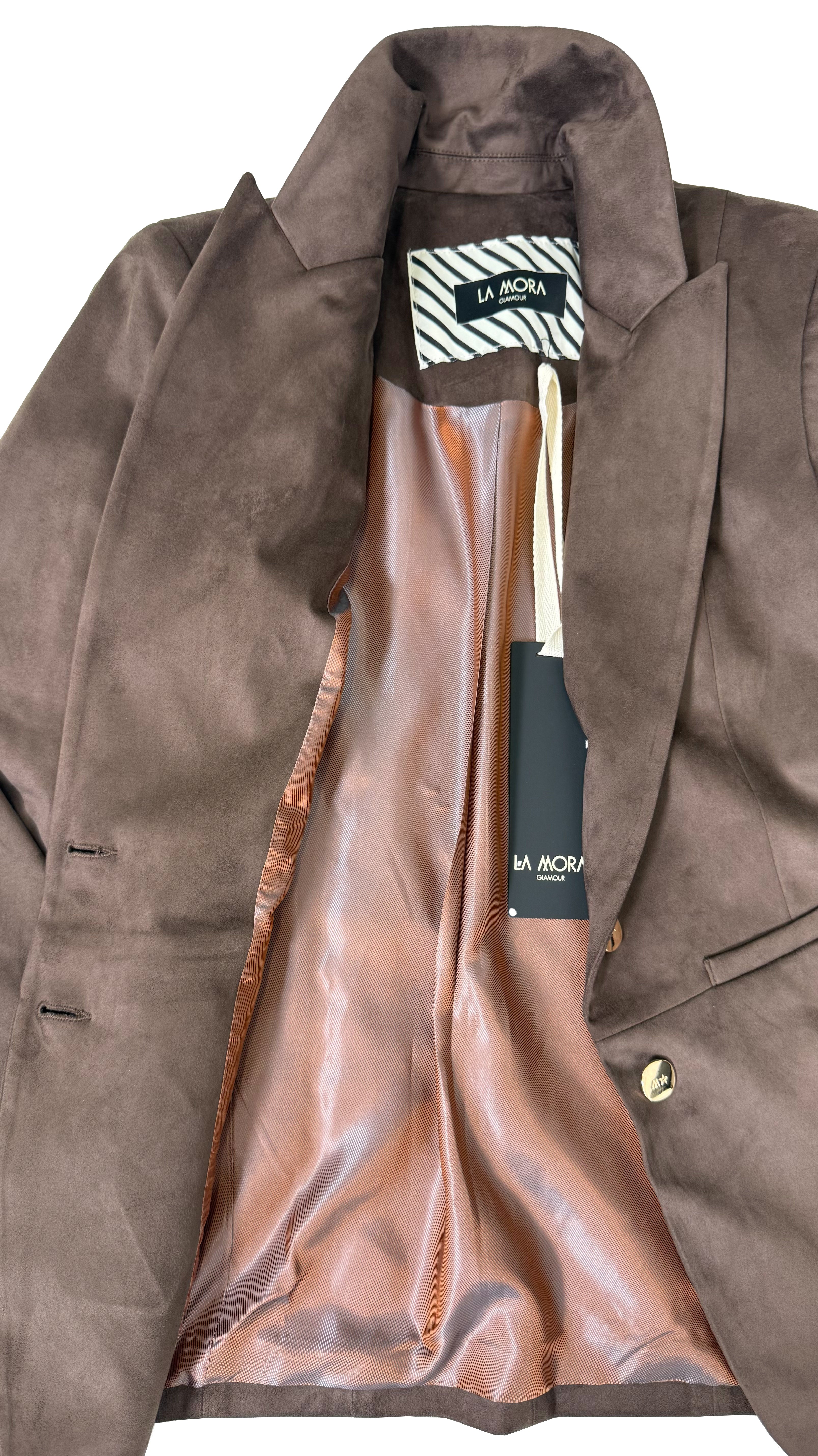 GIACCA BLAZER IN DAINETTO EFFETTO CAMOSCIO CON FODERA CANGIANTE