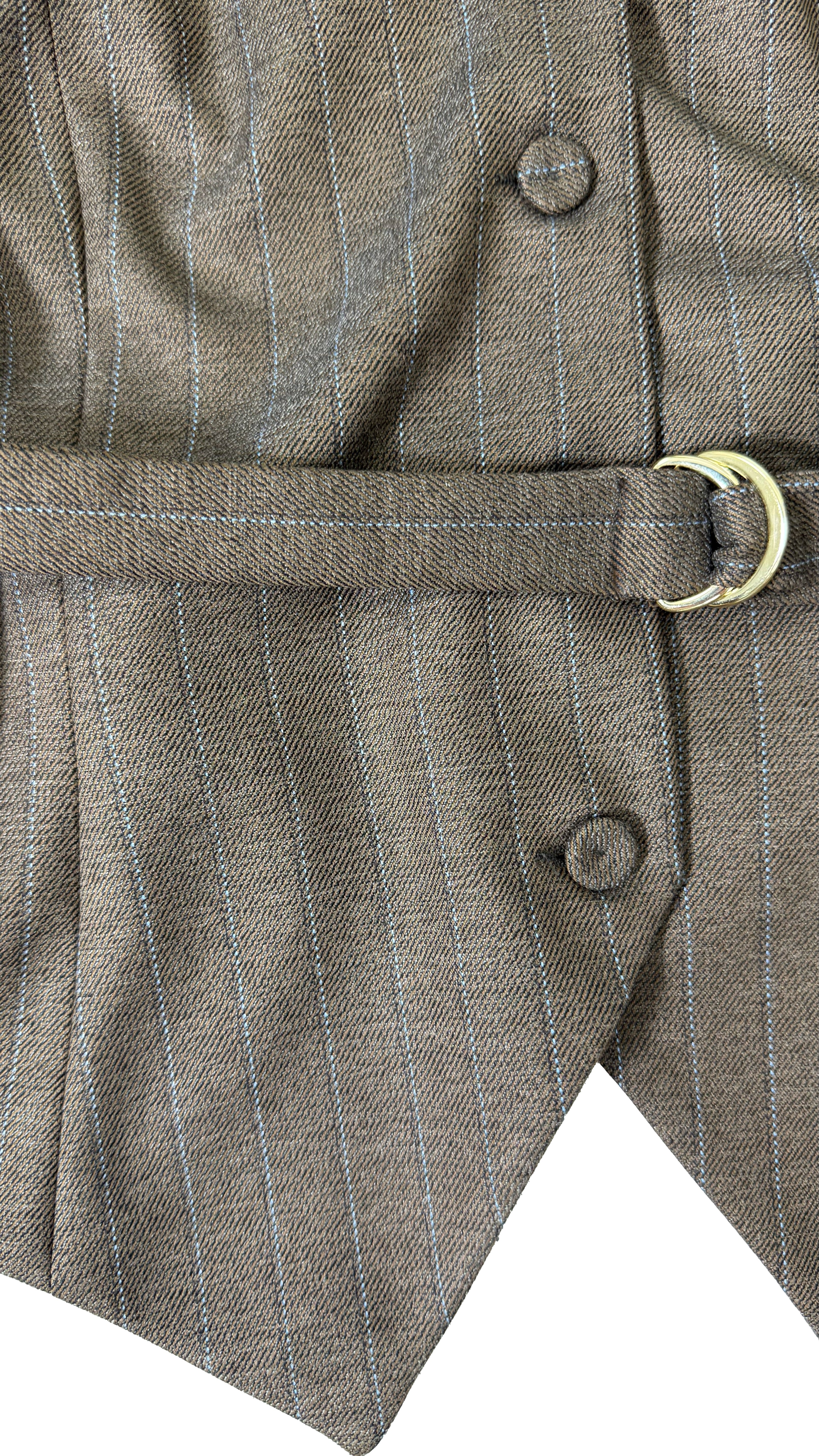 GILET IN FLANELLA GESSATA CON CINTURINO