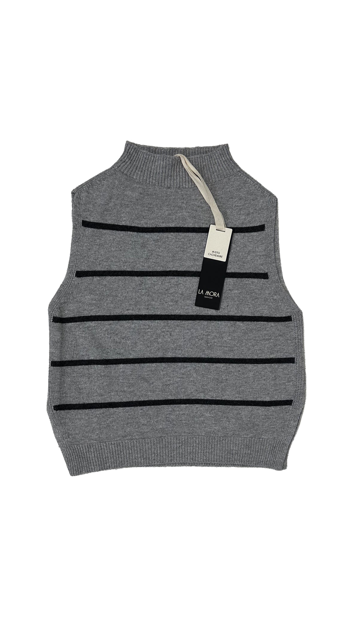 GILET A RIGHE IN MISTO CASHMERE