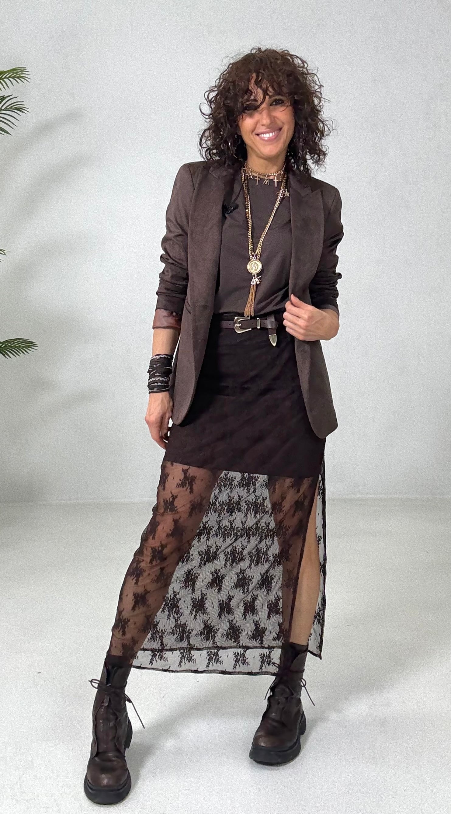 GONNA LUNGA IN PIZZO ELASTICIZZATO CON SOTTOGONNA