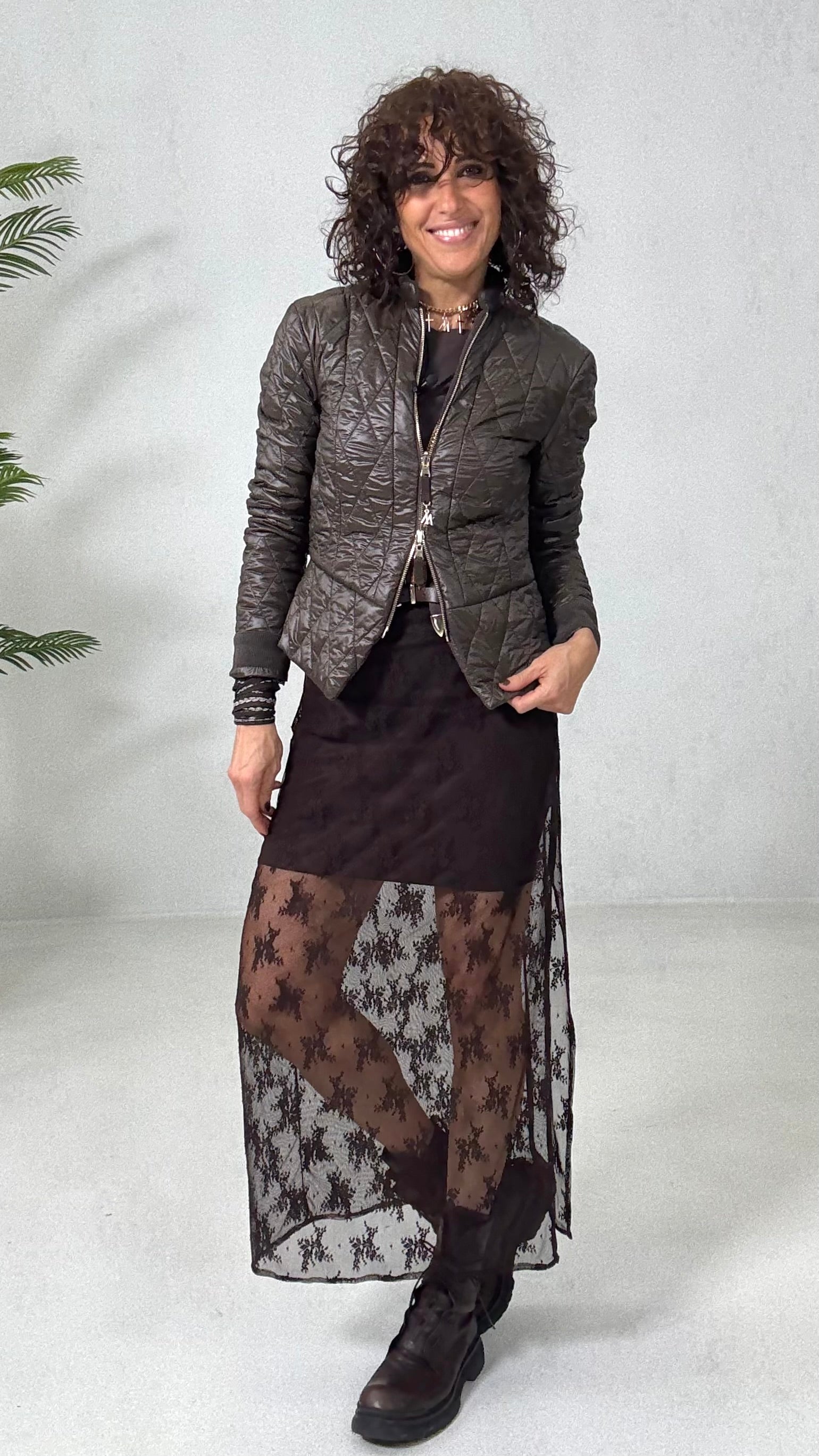 GONNA LUNGA IN PIZZO ELASTICIZZATO CON SOTTOGONNA