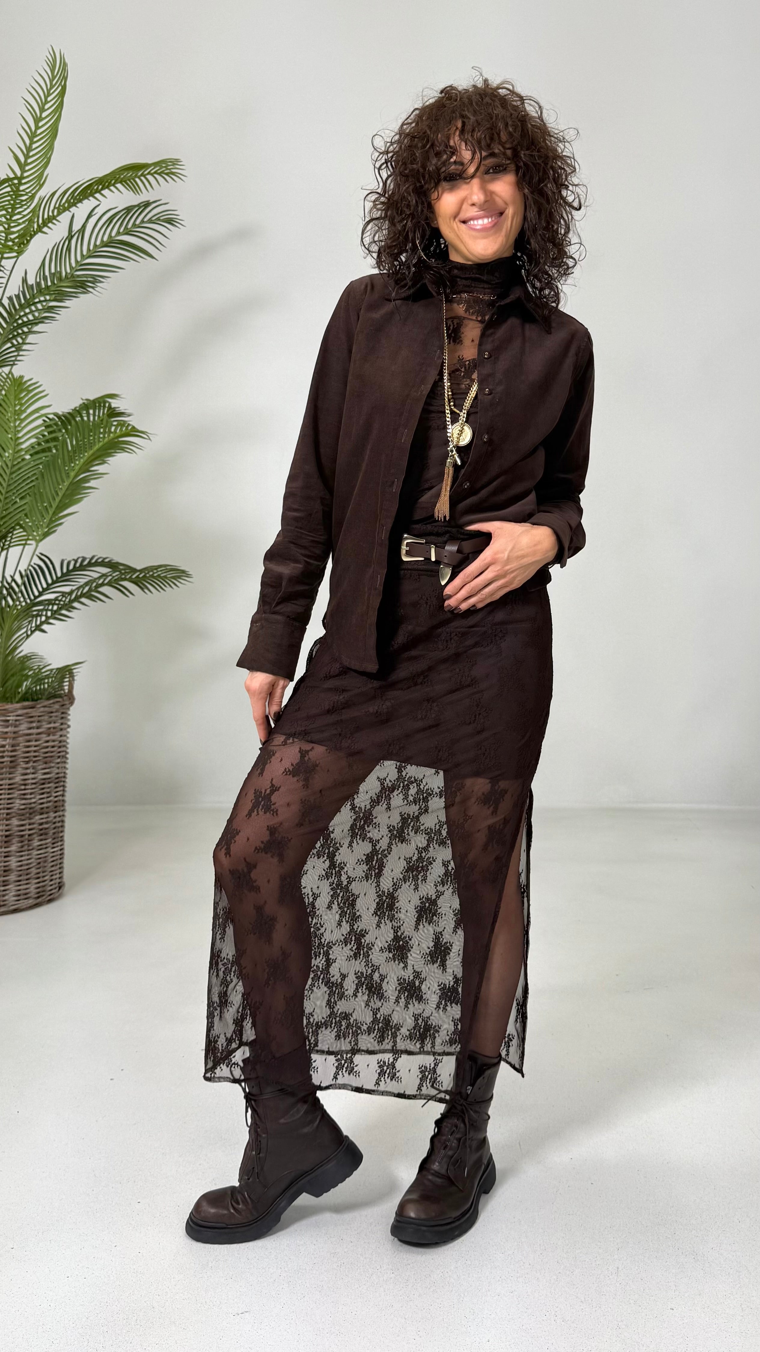 GONNA LUNGA IN PIZZO ELASTICIZZATO CON SOTTOGONNA