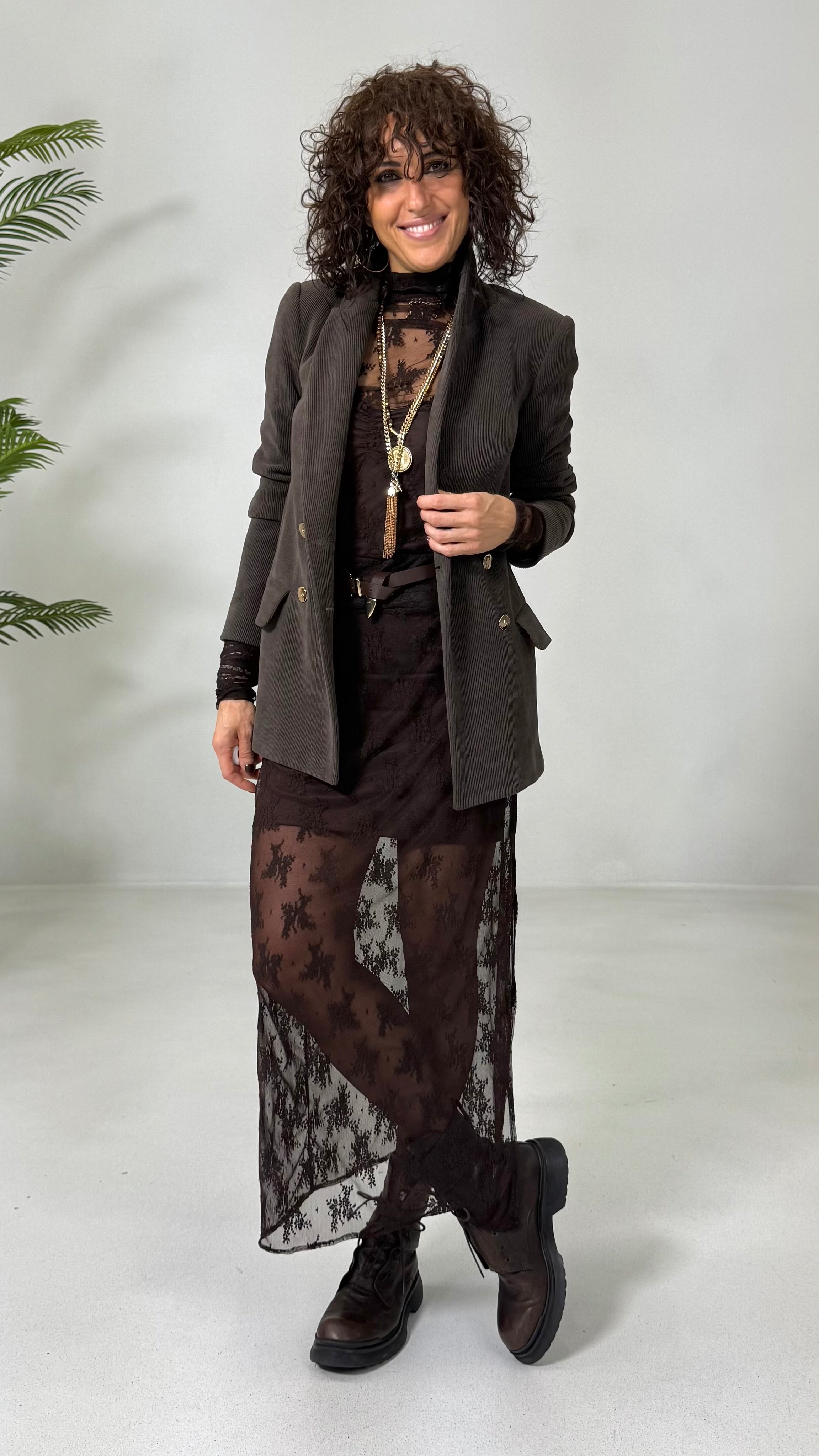 GONNA LUNGA IN PIZZO ELASTICIZZATO CON SOTTOGONNA