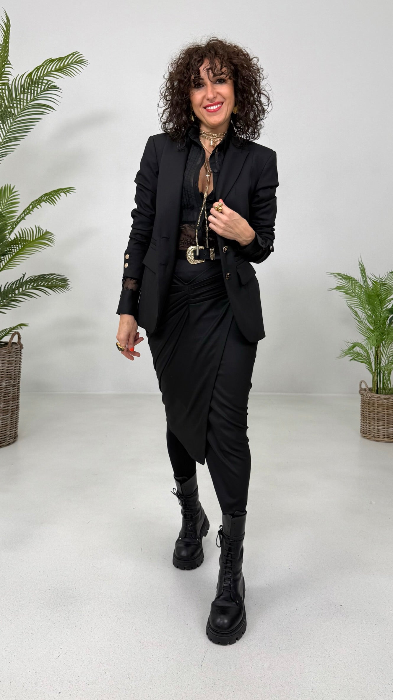 GONNA FINTO PORTAFOGLIO CON PIEGHE E BOTTONI IN FLANELLA CARDATA