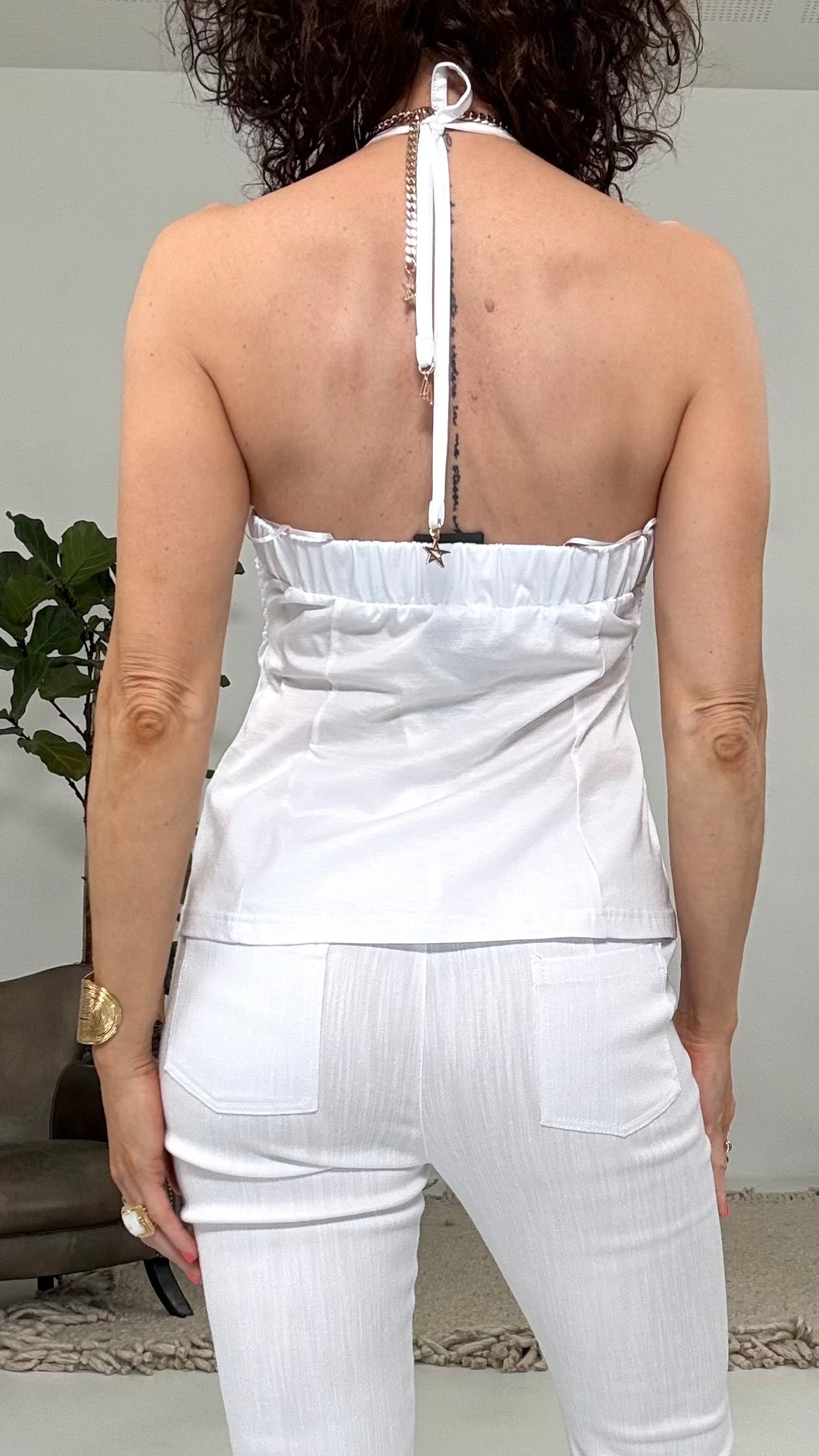 603 P25 BIANCO OTTICO TOP IN JERSEY MODAL ARRICCI DAVANTI