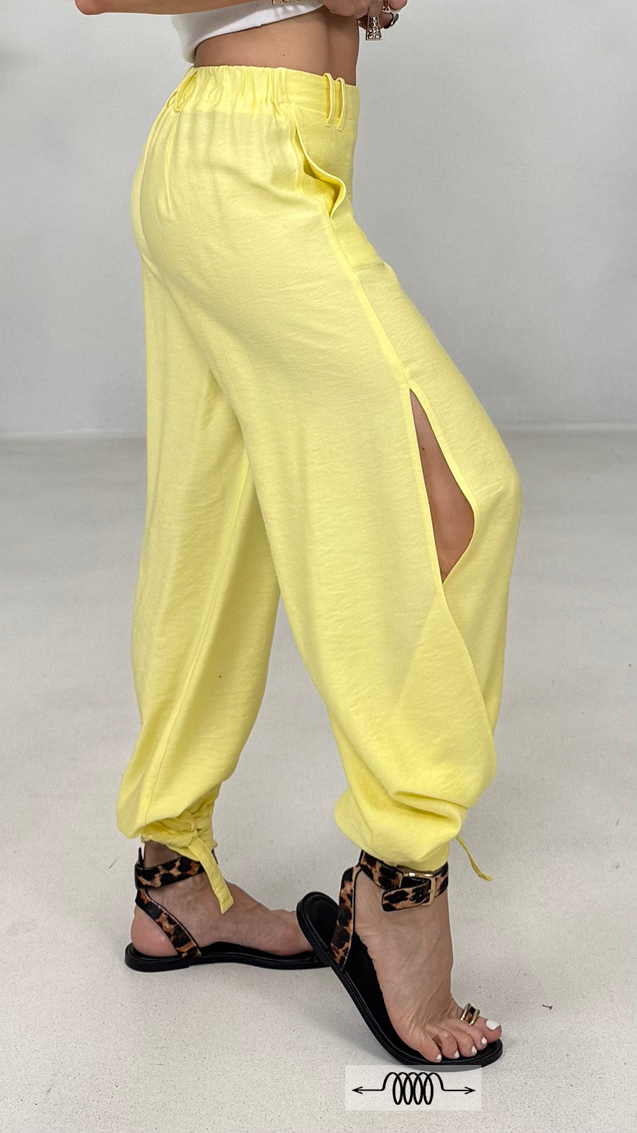 PANTALONE ODALISCA CON SPACCHI IN VISCOSA CRASH