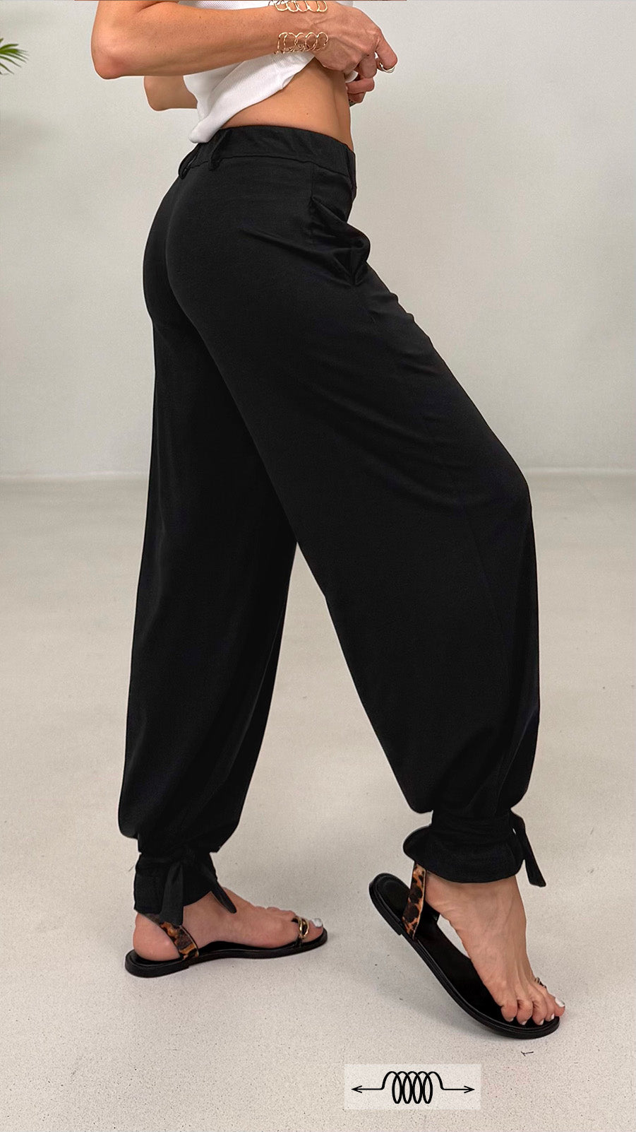PANTALONE LACCI AL FONDO IN JERSEY LYOCELL ELASTICO