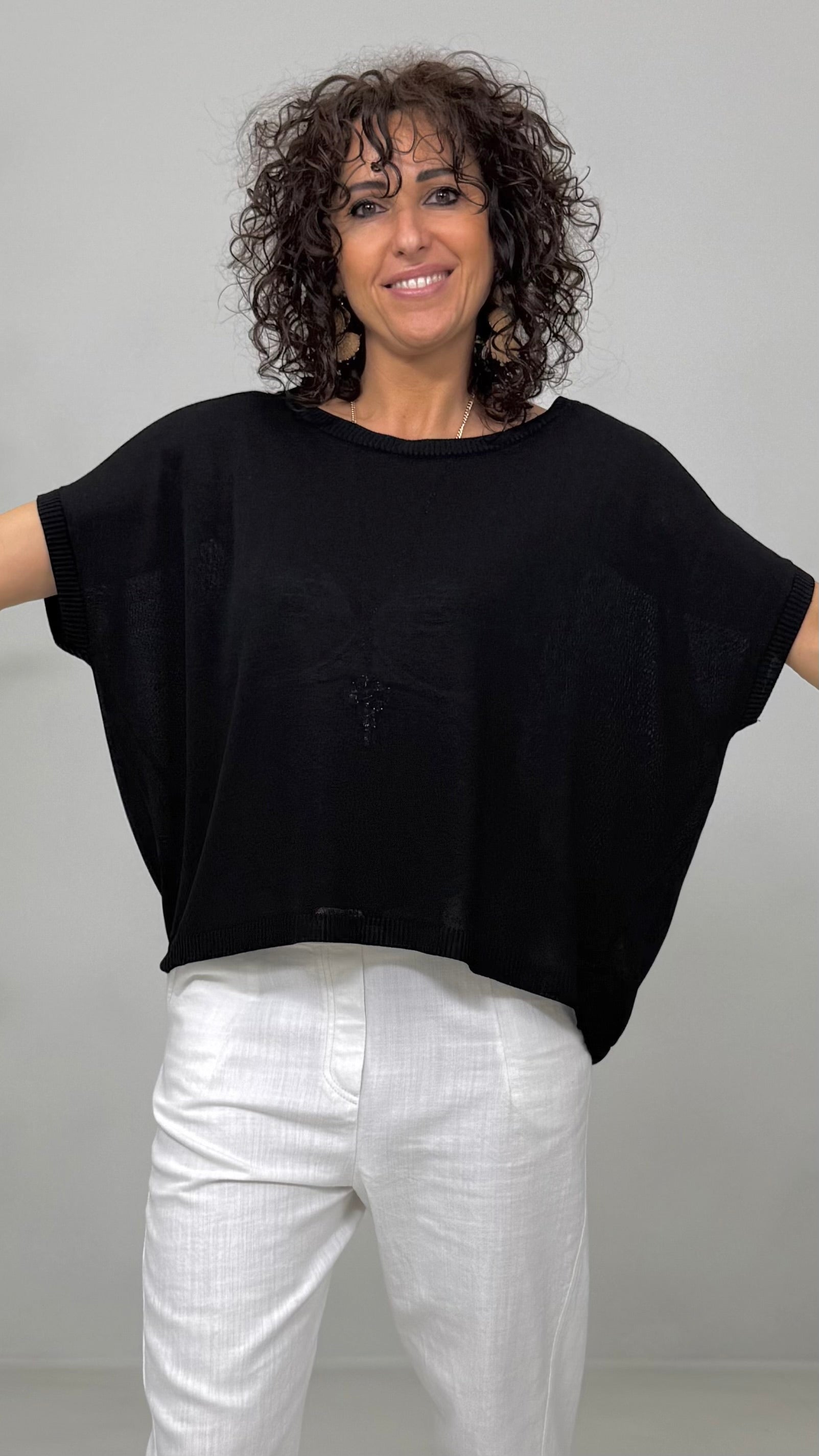 MAGLIA QUADRATA IN VISCOSA FONDO STONDATO