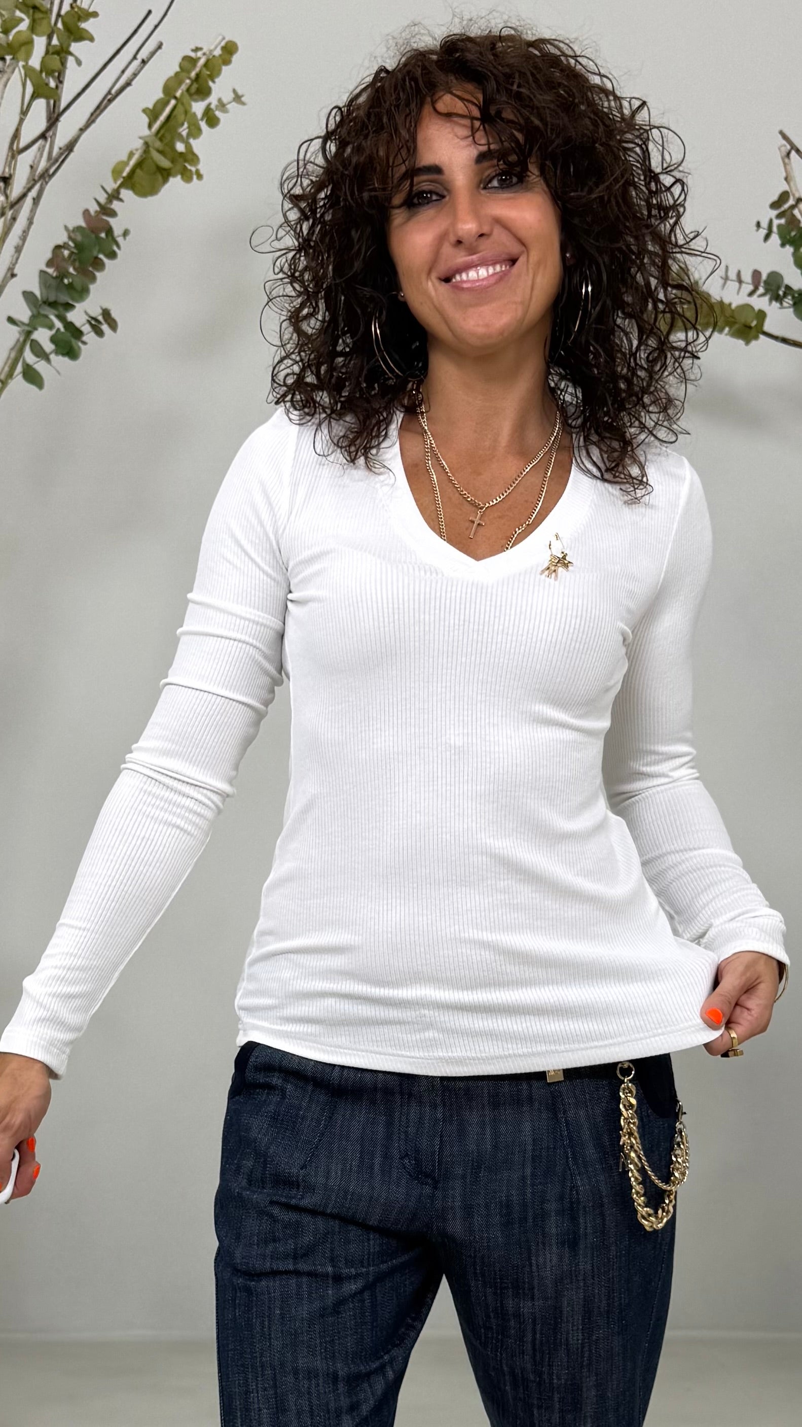 T-SHIRT COSTINA DI VISCOSA MANICA LUNGA