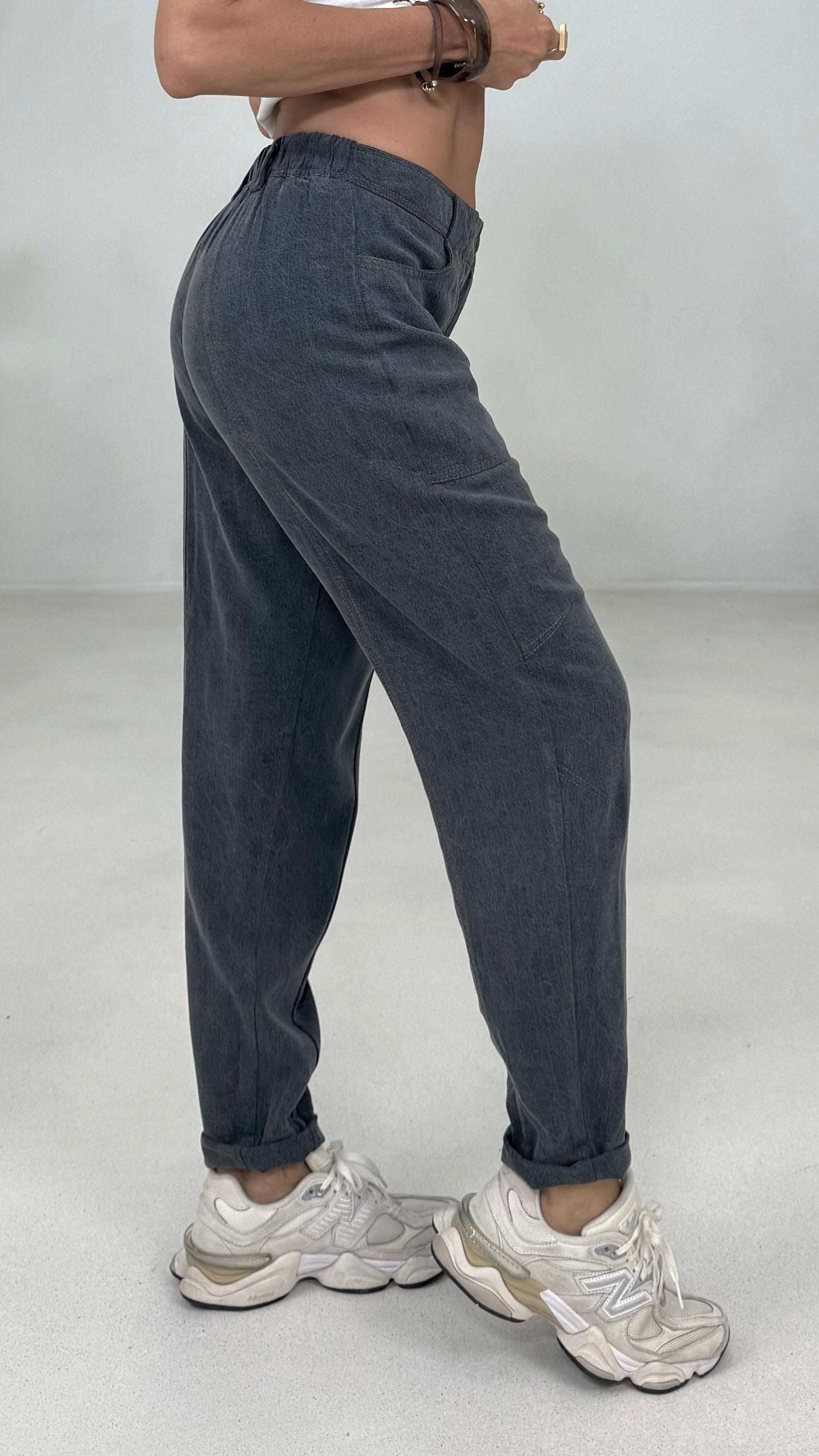 BAGGY CON TASCONI IN JEANS LYOCELL