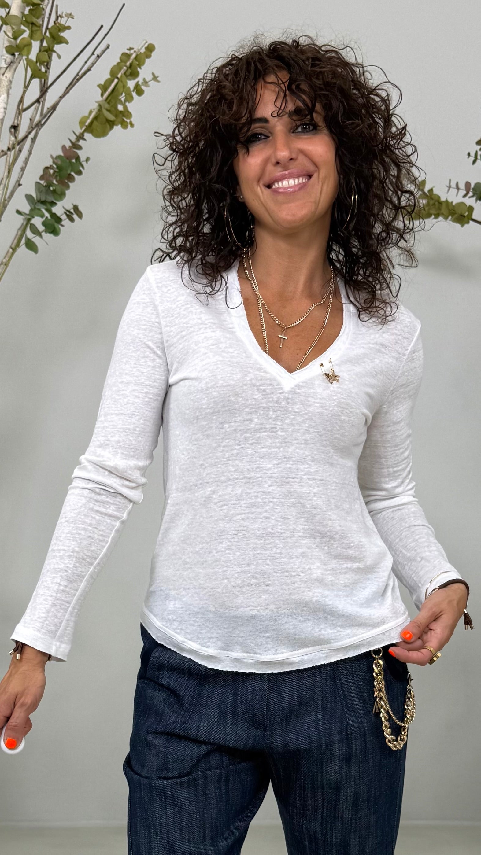T-SHIRT IN JERSEY LINO 100% MANICA LUNGA