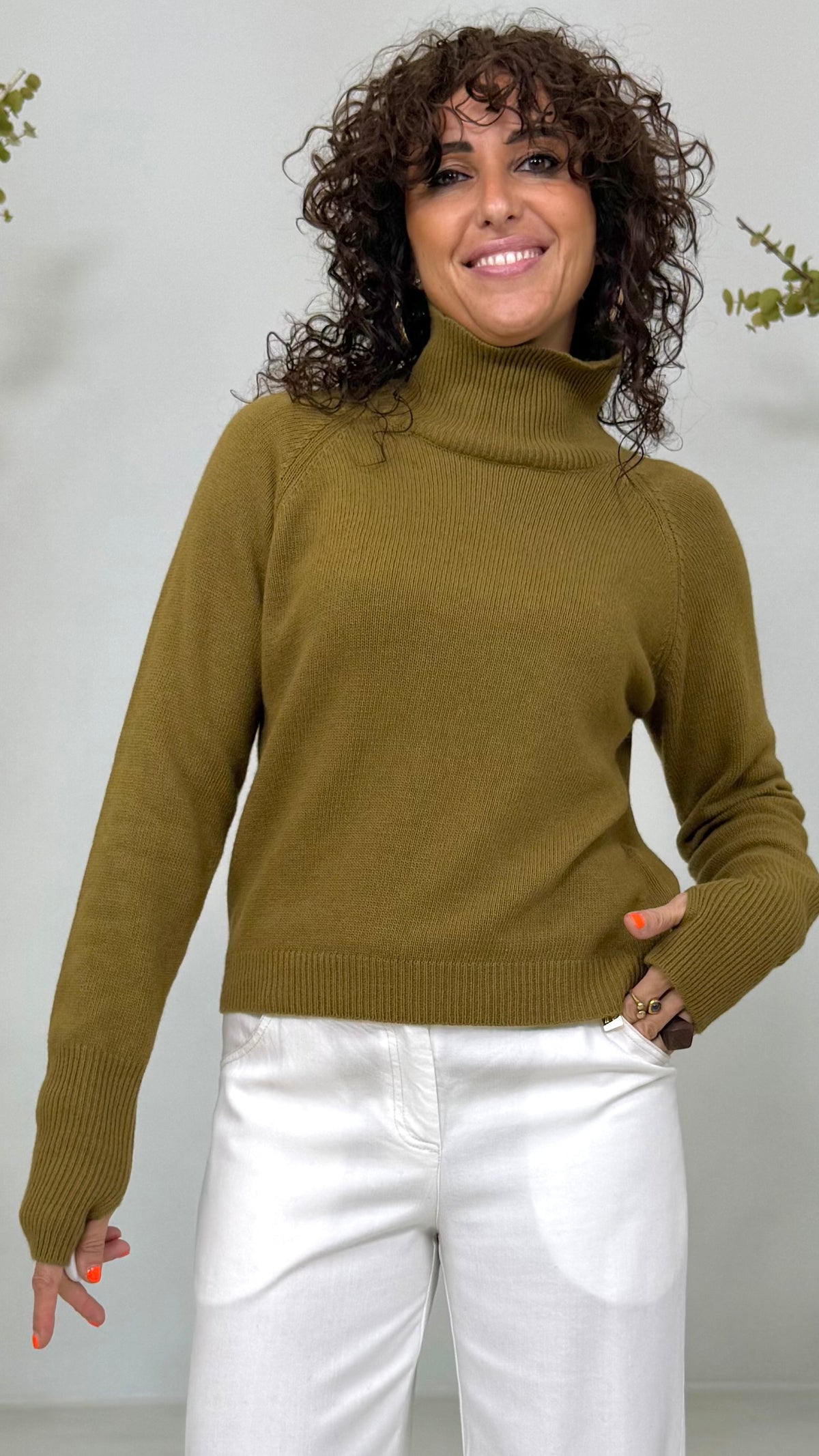 MAGLIA QUADRATA COLLO ALTO IN MISTO CASHMERE