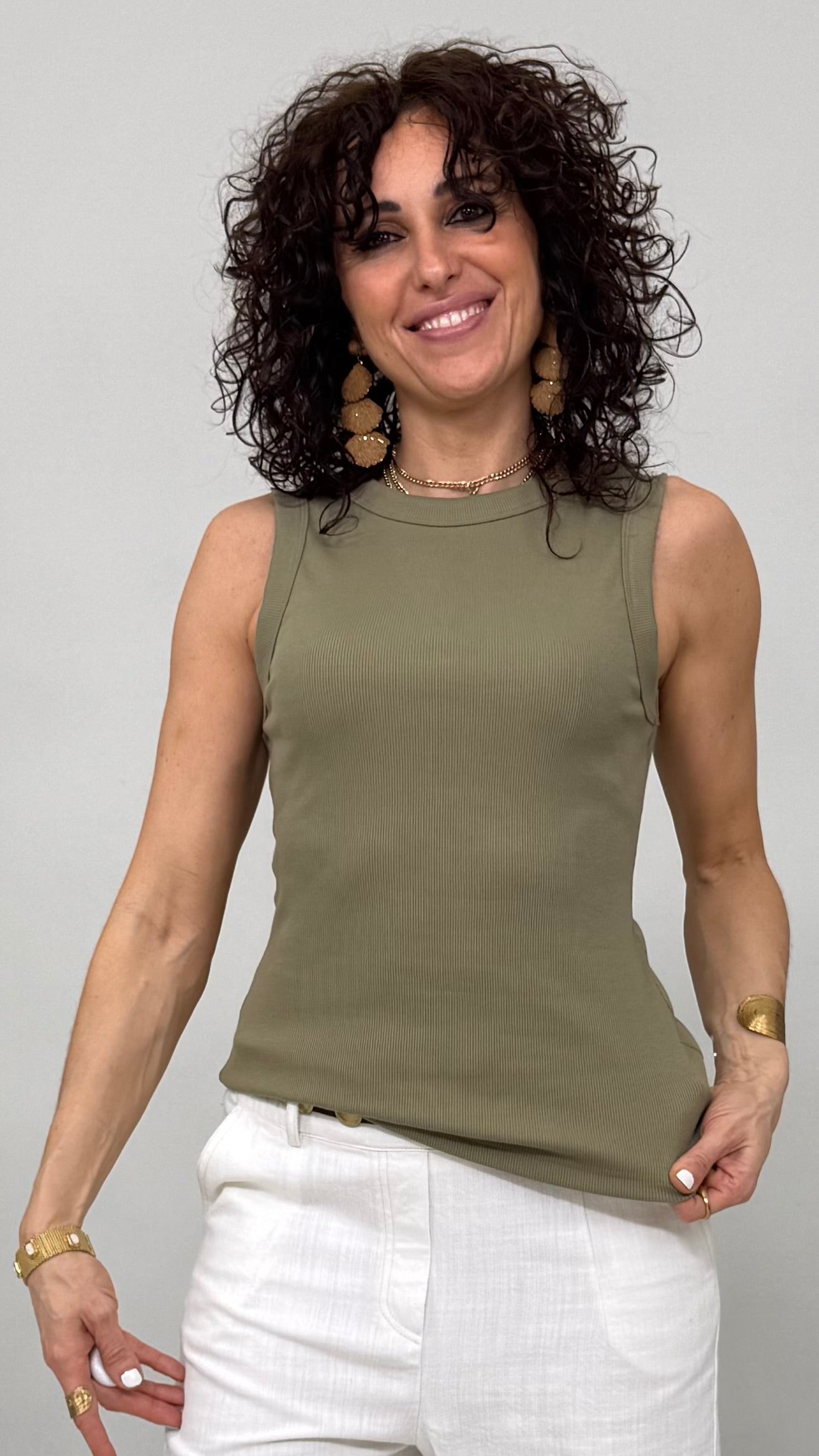 CANOTTA SPALLA LARGA IN COSTINA IN COTONE ELASTICO