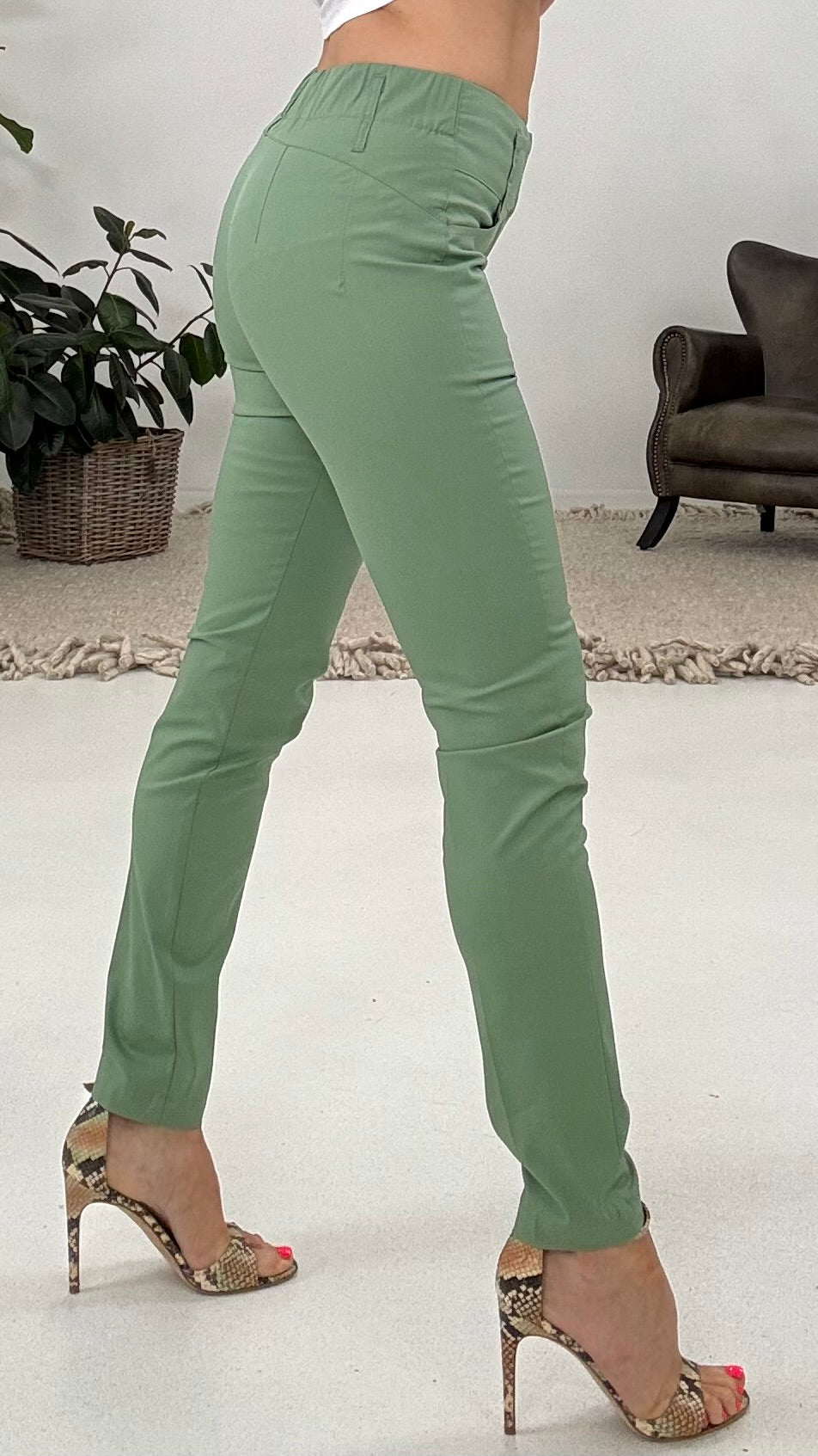 813 P25 SALVIA SKINNY TASCA A GIRO IN TESSUTO TECNICO LIGHT DI COTONE
