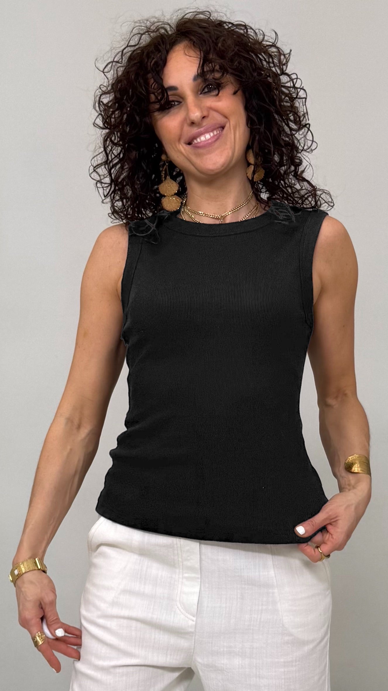 CANOTTA SPALLA LARGA IN COSTINA IN COTONE ELASTICO