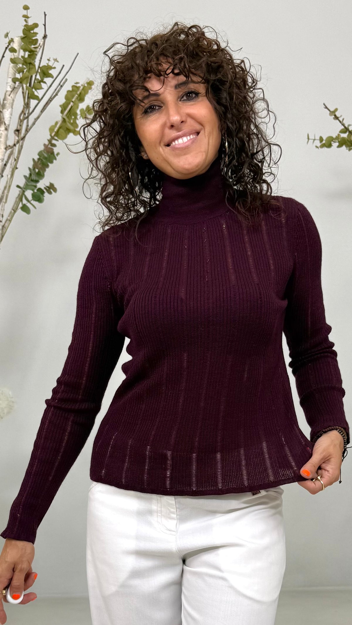 MAGLIA COLLO ALTO FLUTTUANTE IN MERINOS