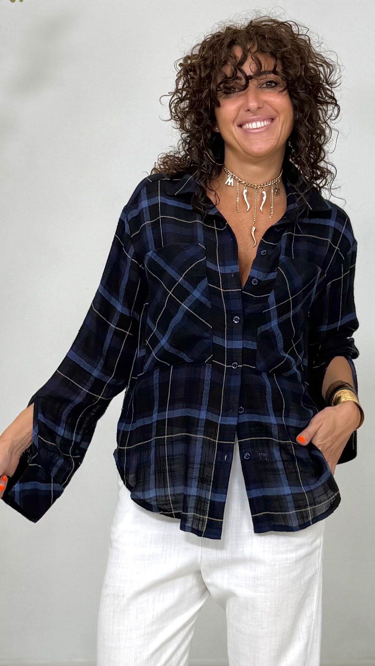 CAMICIA A UOMO IN GARZA A QUADRI