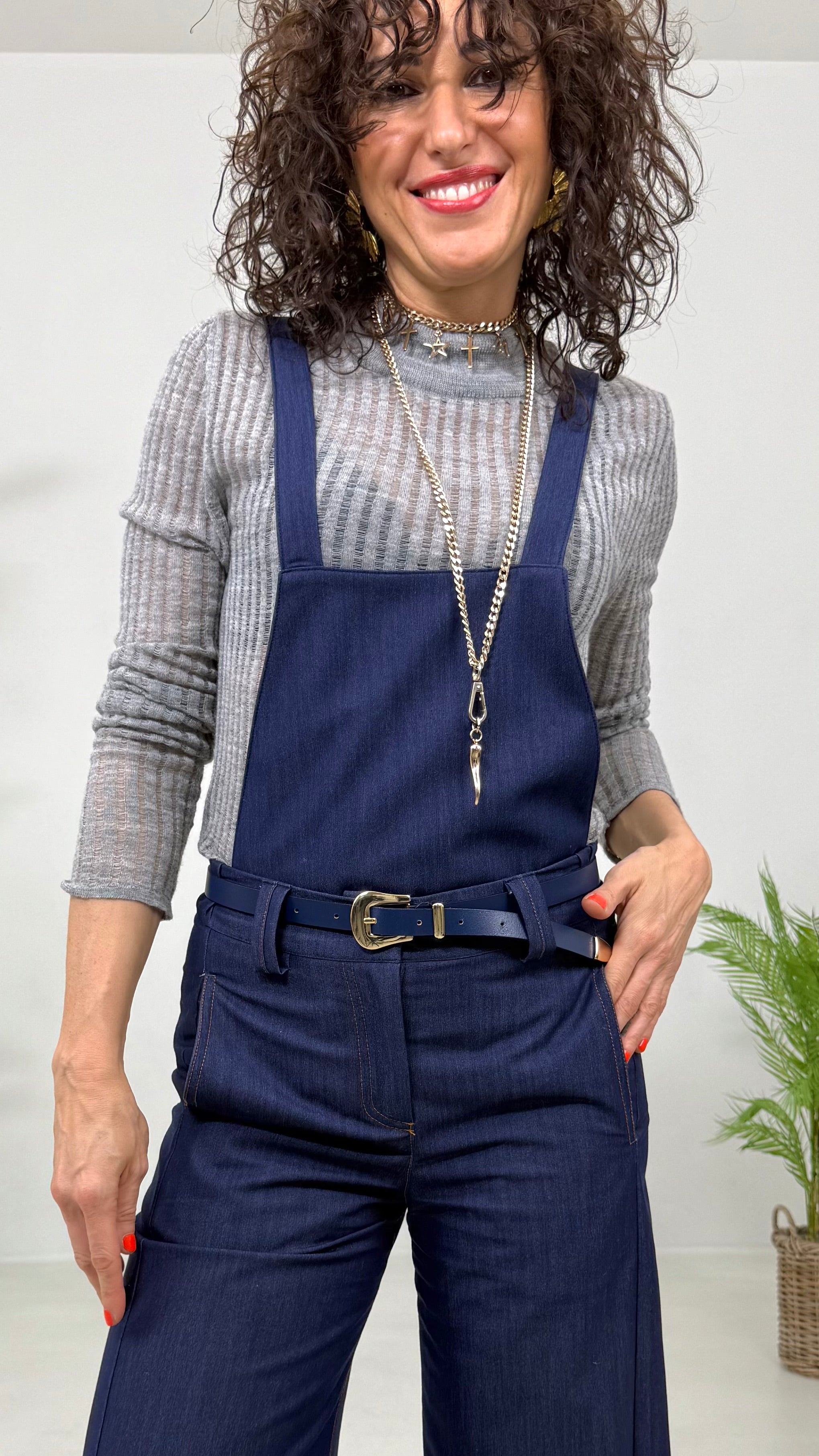 PETTORINA PER EFFETTO SALOPETTE IN JEANS SLEGATO