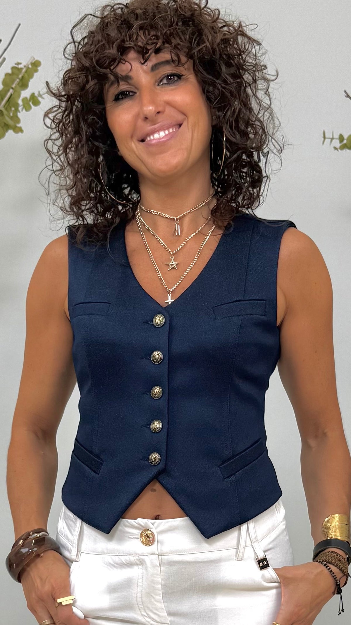 GILET IN TWILL PUNTO MAGLIA