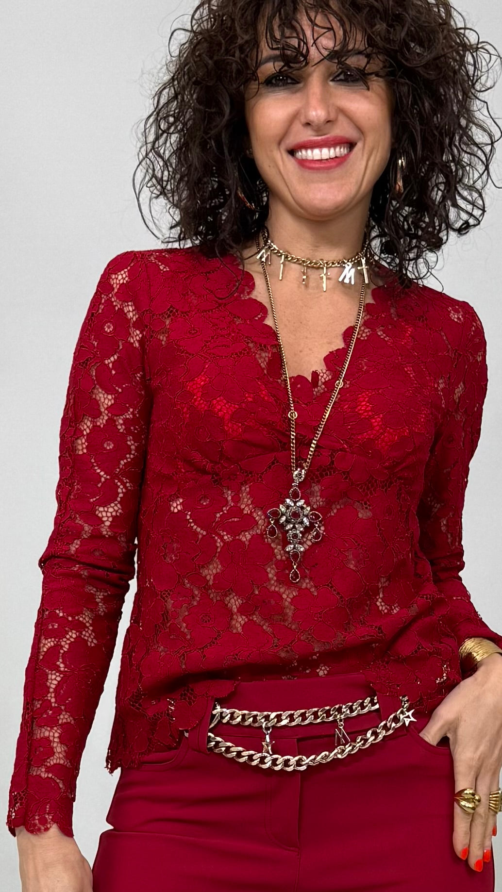 MAGLIA IN PIZZO CON MANICHE LUNGHE