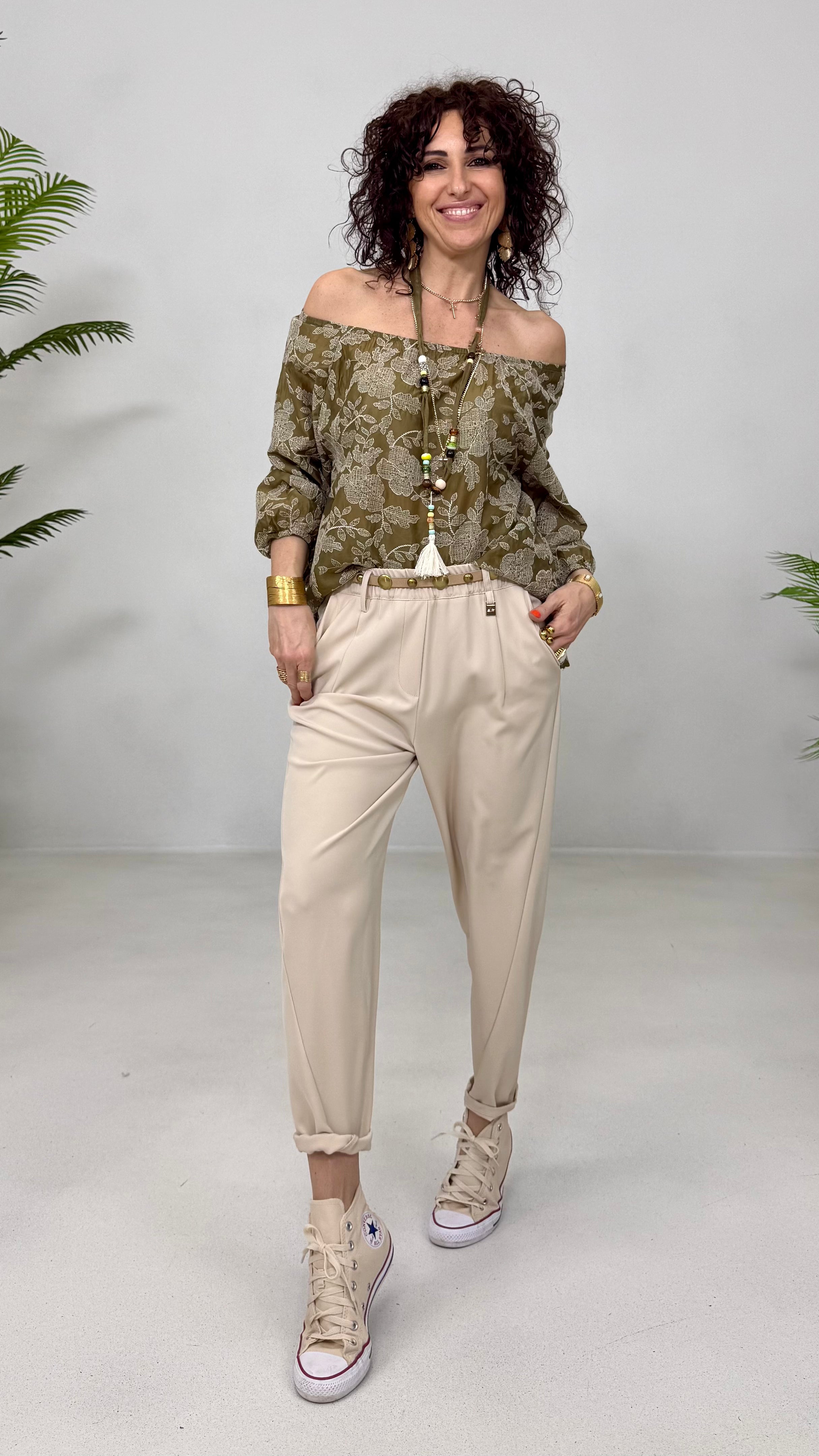 COLLANA ETNICA IN TESSUTO E PERLINE