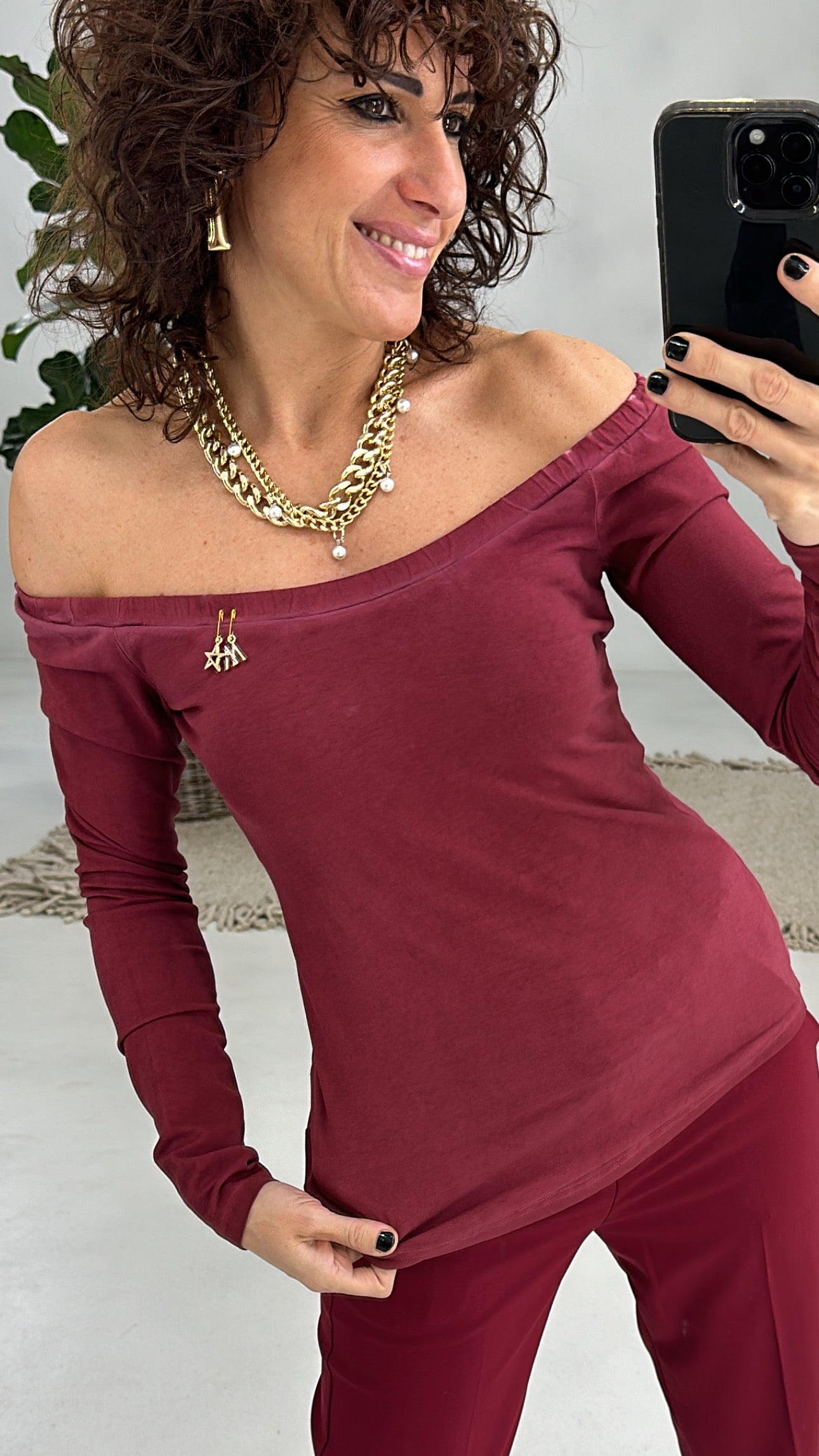 SHIFFER MANICA LUNGA JERSEY DI COTONE ELASTICO COLD DYE