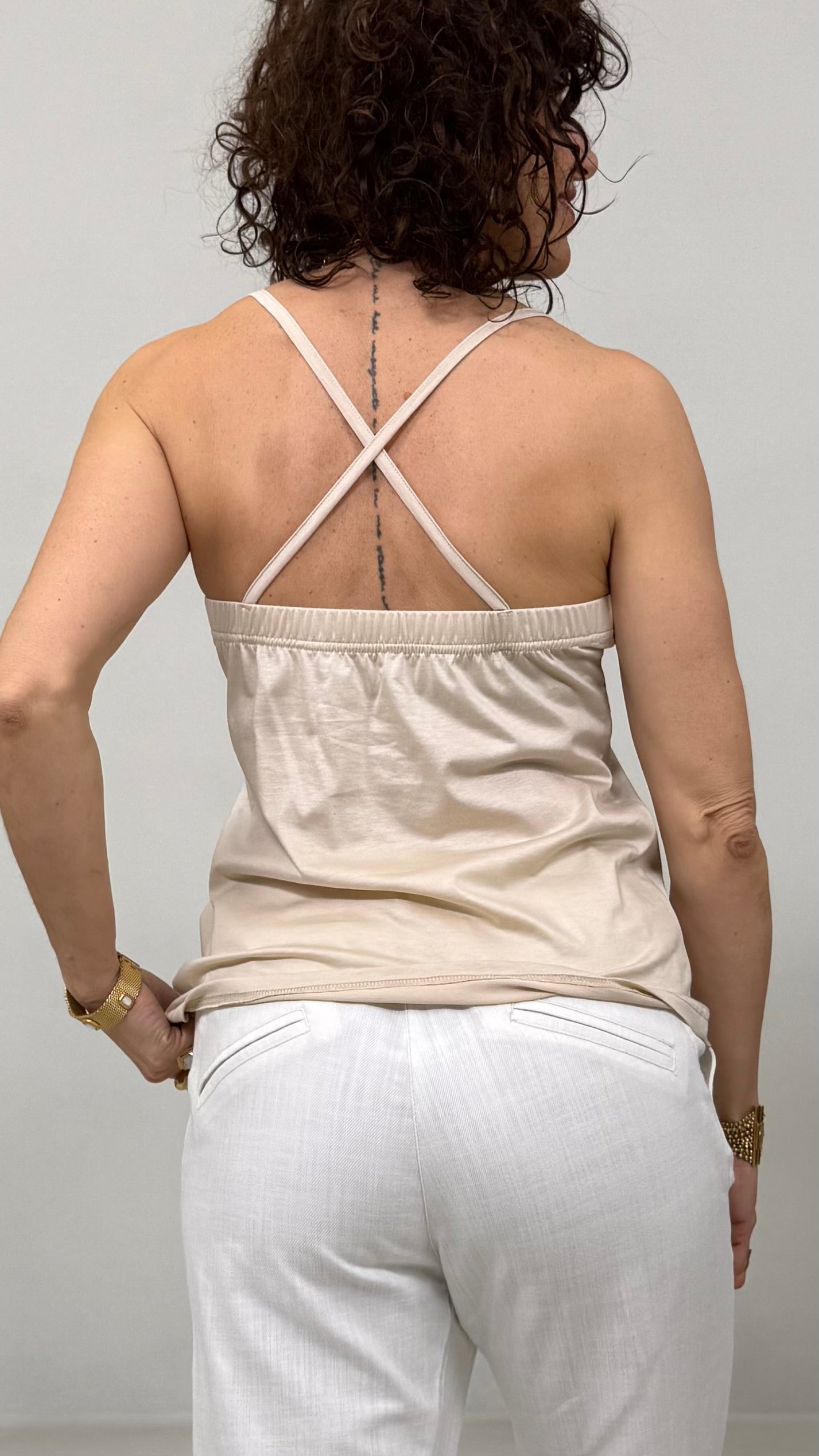 TWINSET TOP PIZZO RICAMATO PIU' TOP IN JERSEY MODAL