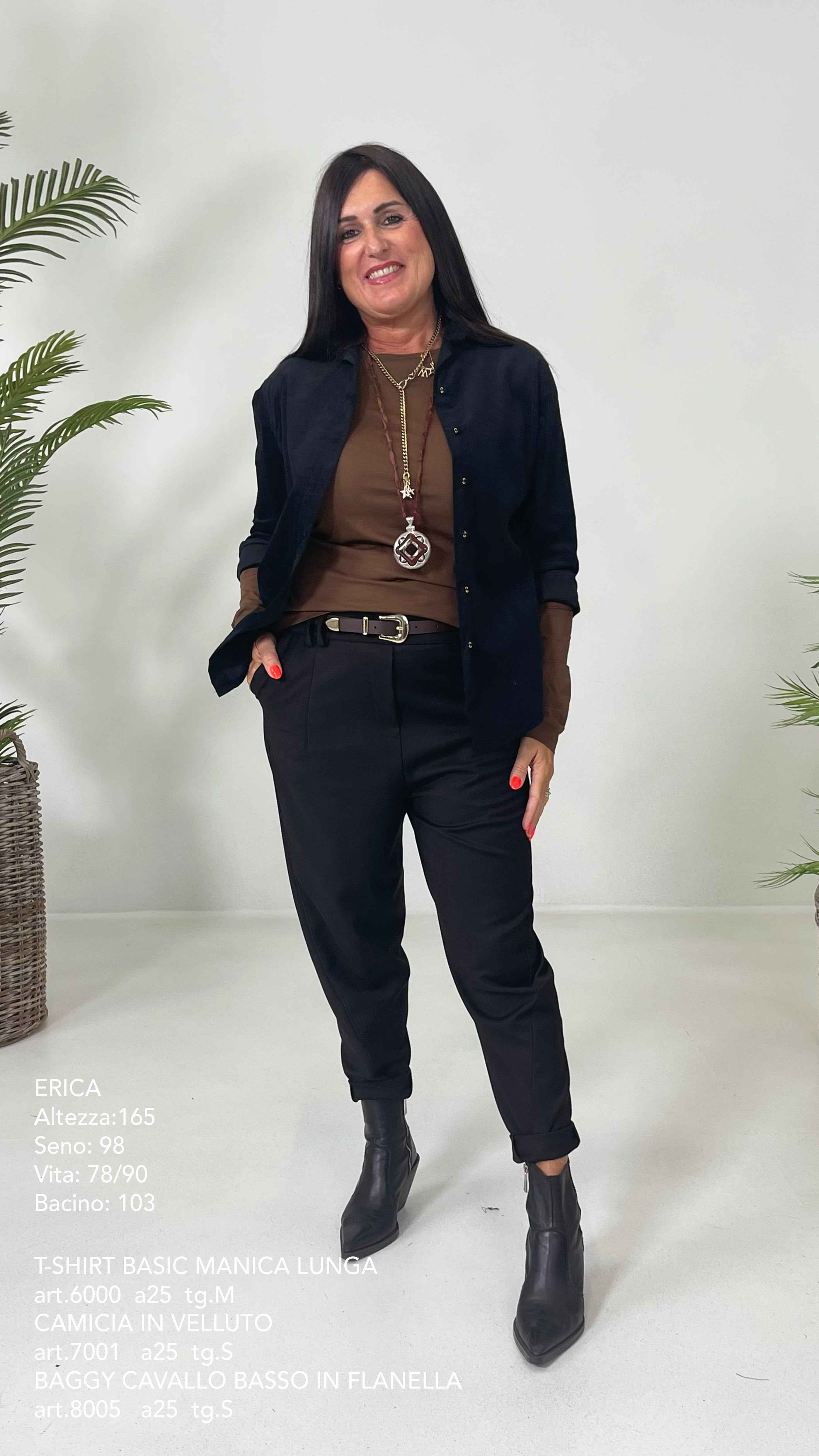 T-SHIRT BASIC MANICA LUNGA IN JERSEY DI COTONE MODAL