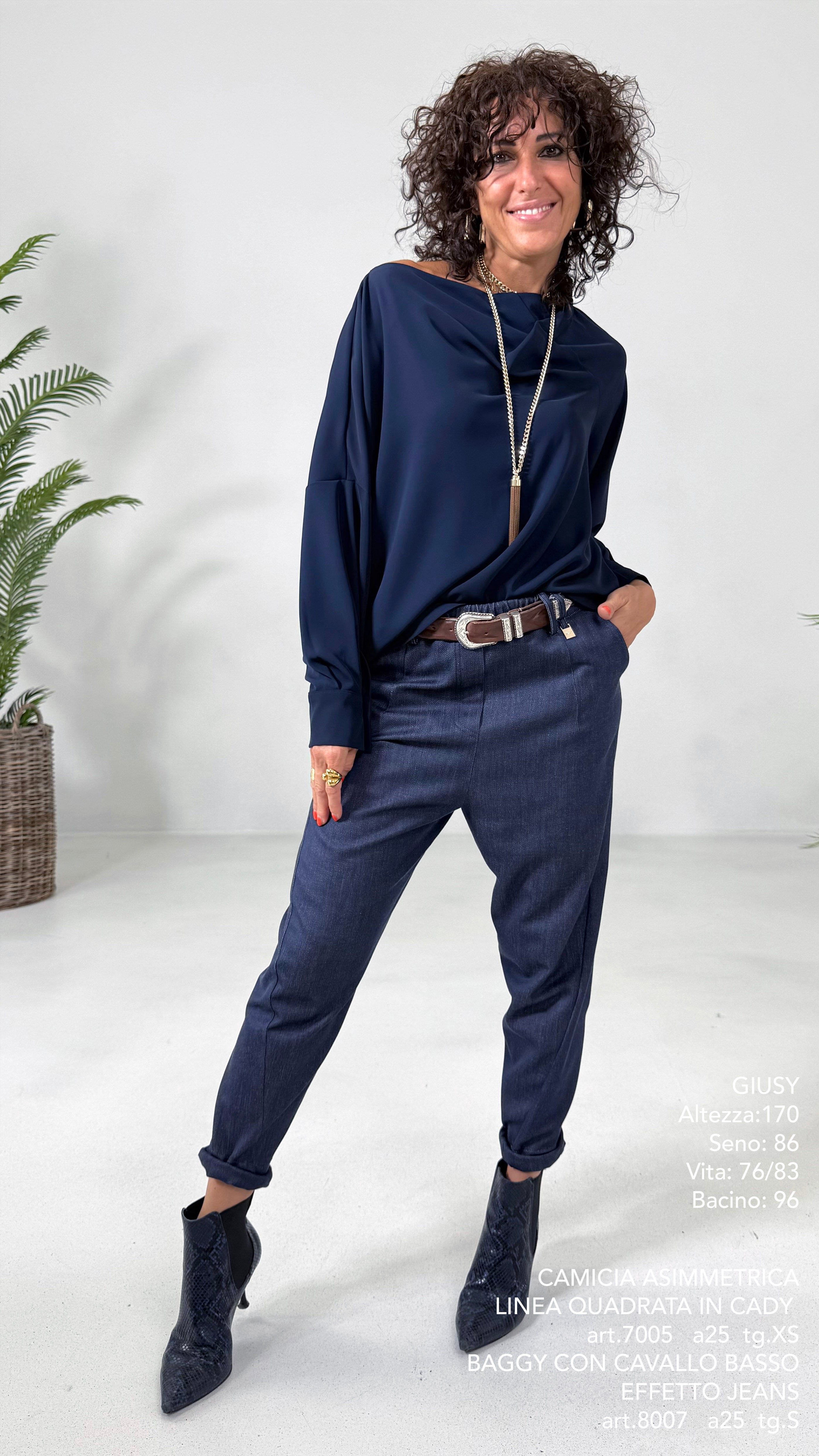 CAMICIA ASIMMETRICA LINEA QUADRATA IN CADY FLUIDO