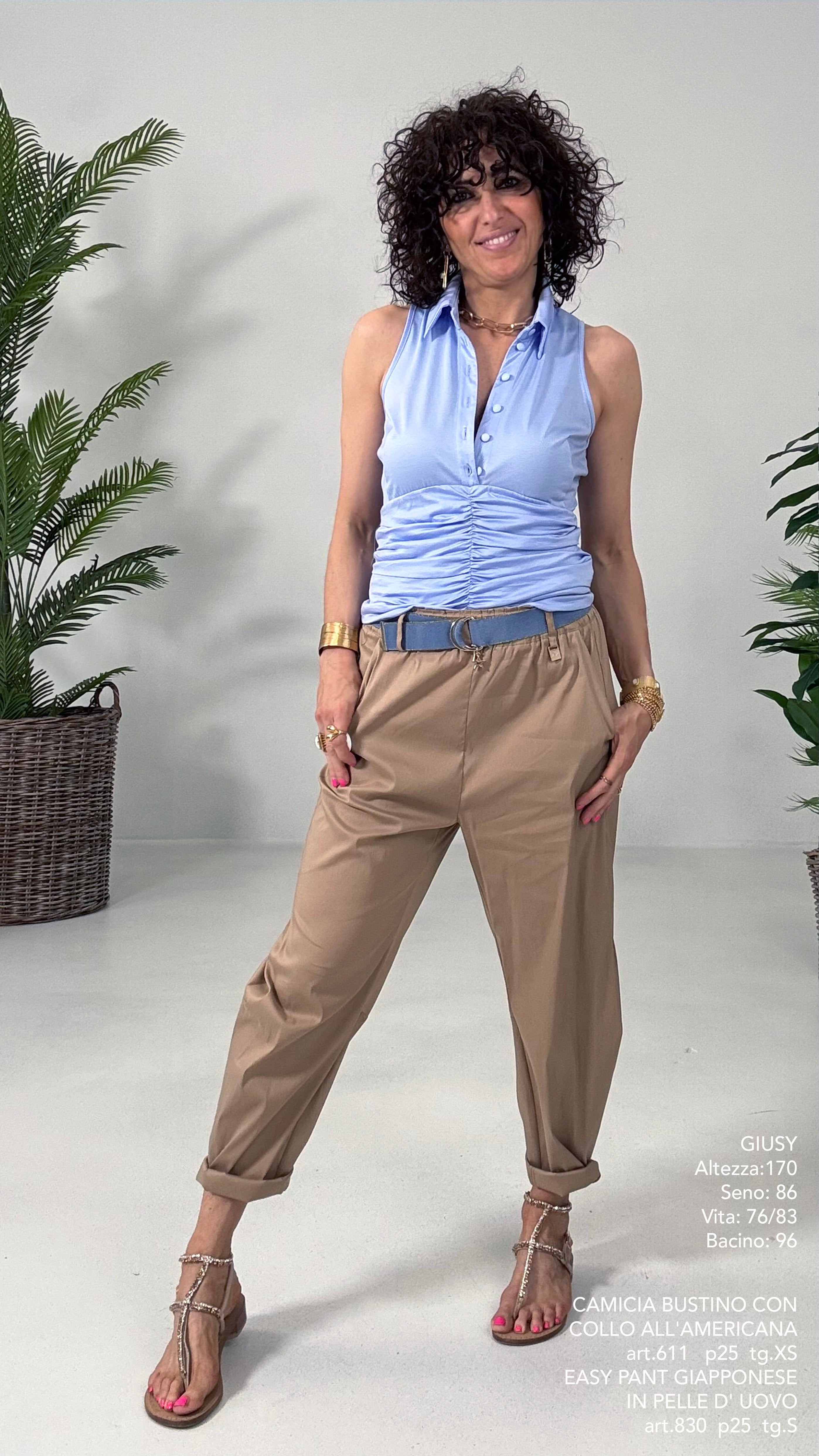 611 P25 SKY CAMICIA BUSTINO CON COLLO AMERICANA IN COTONE MODAL