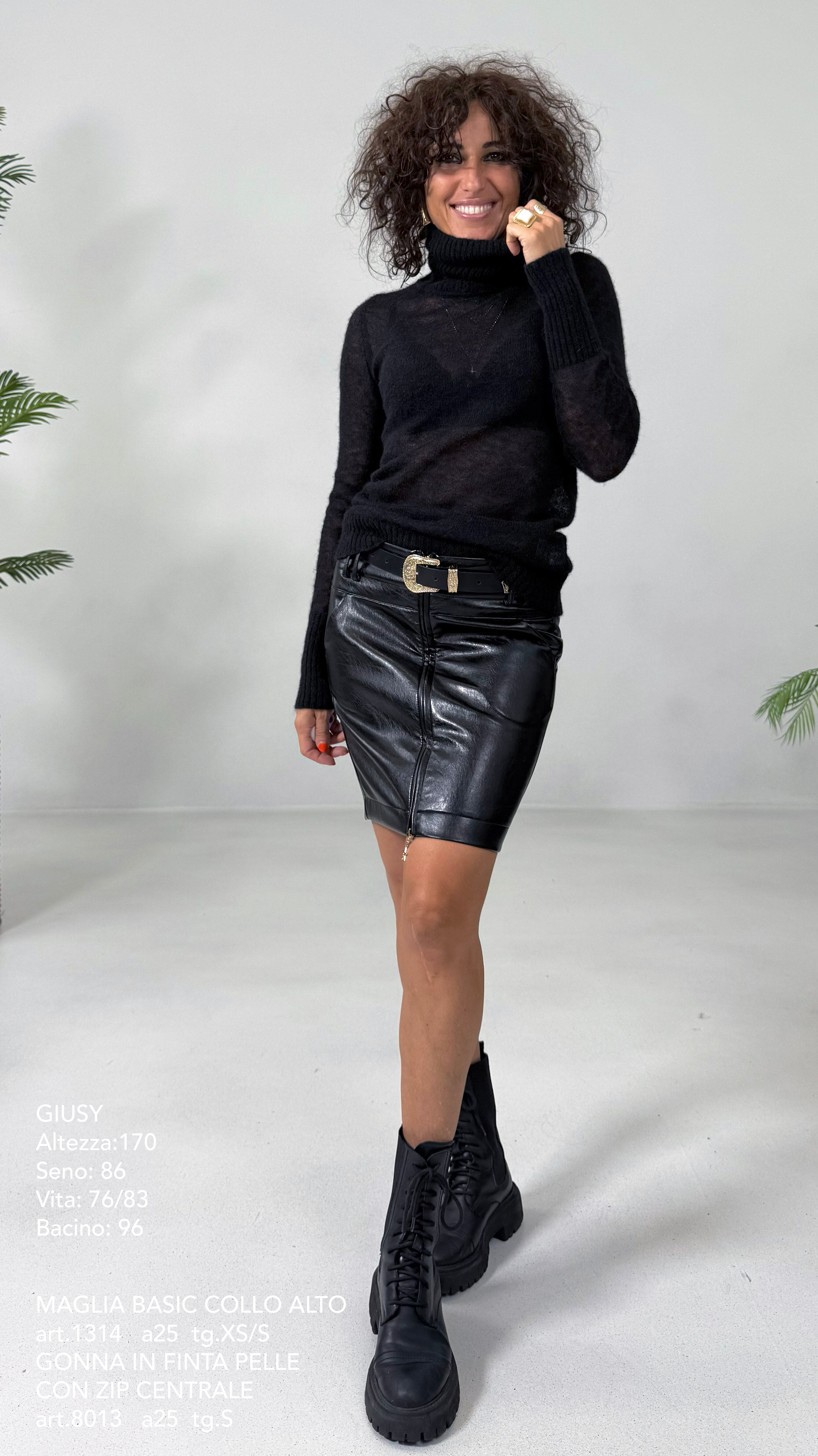 MAGLIA BASIC COLLO ALTO LEGGERA IN MISTO ALPACA