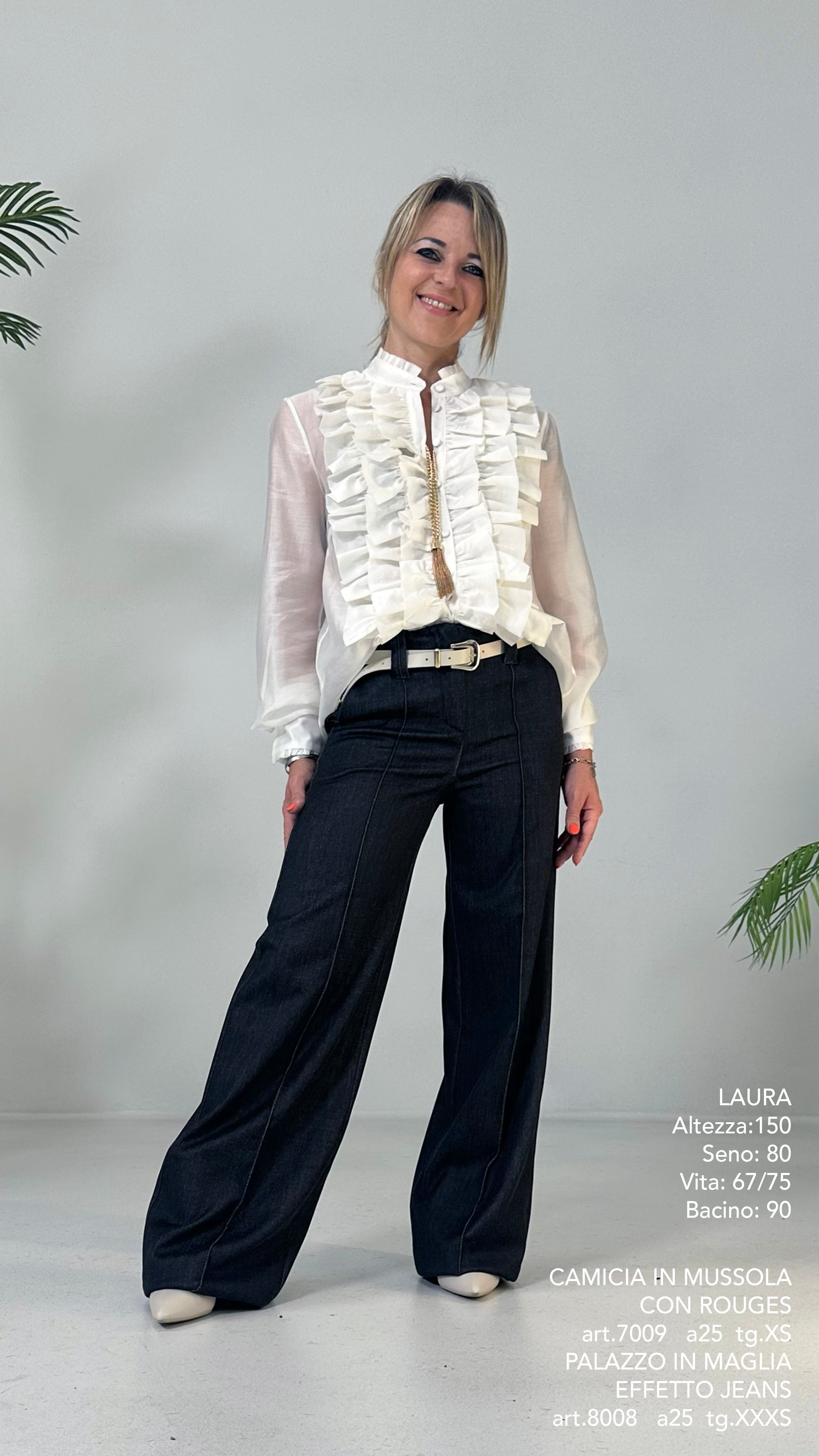 PALAZZO IN MAGLIA TECNICA EFFETTO JEANS