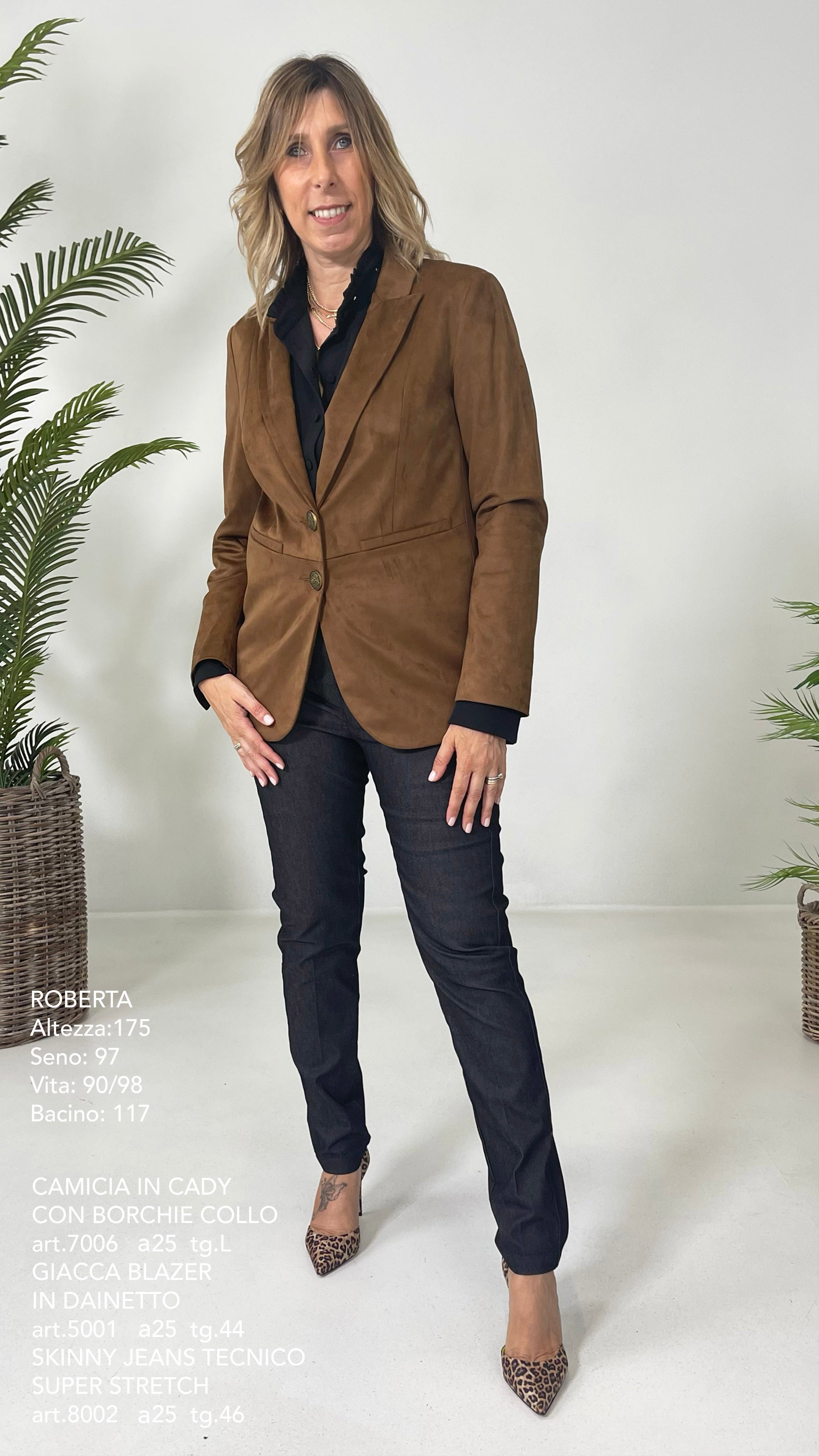 GIACCA BLAZER IN DAINETTO EFFETTO CAMOSCIO CON FODERA CANGIANTE