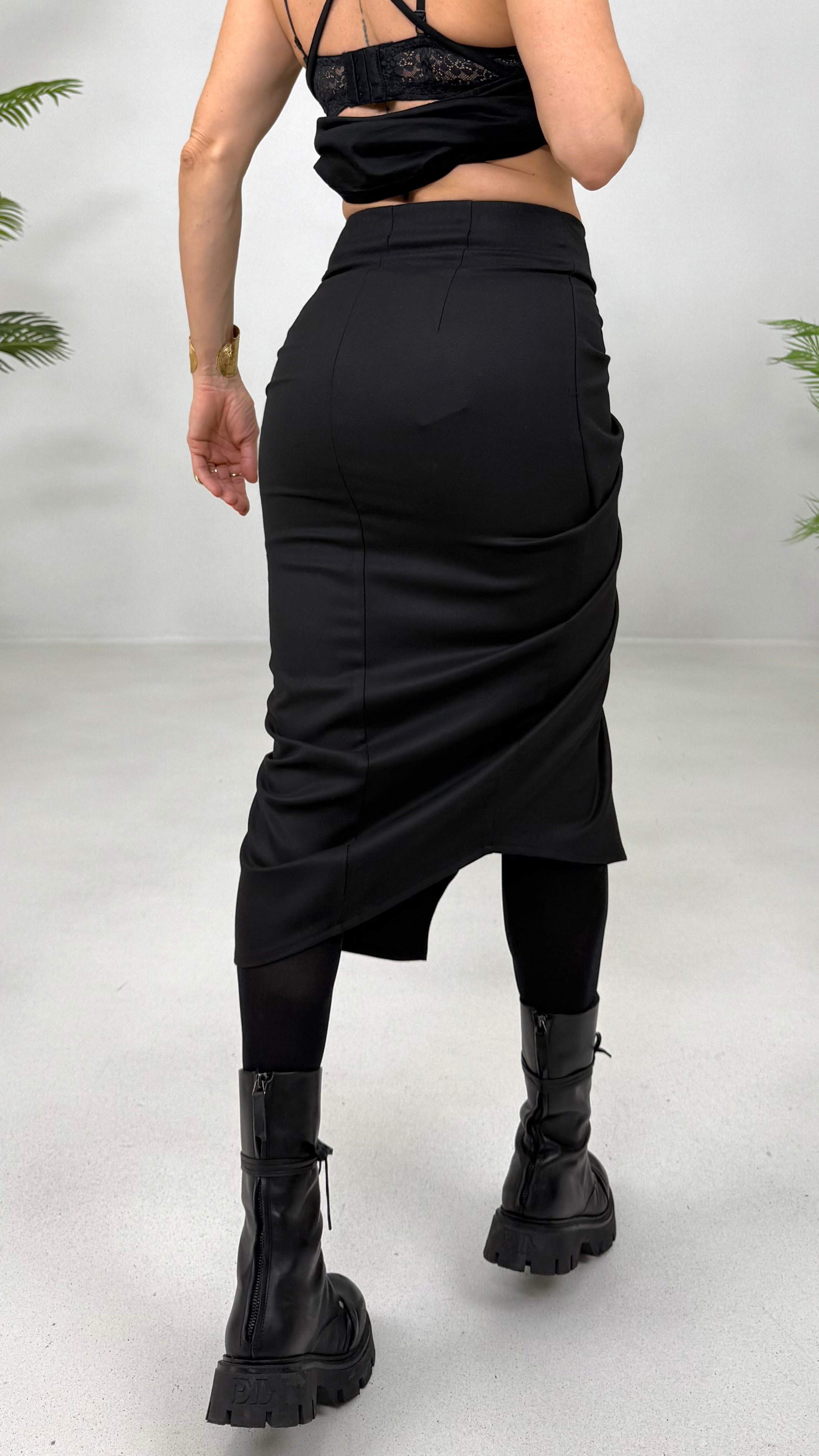 GONNA FINTO PORTAFOGLIO CON PIEGHE E BOTTONI IN FLANELLA CARDATA