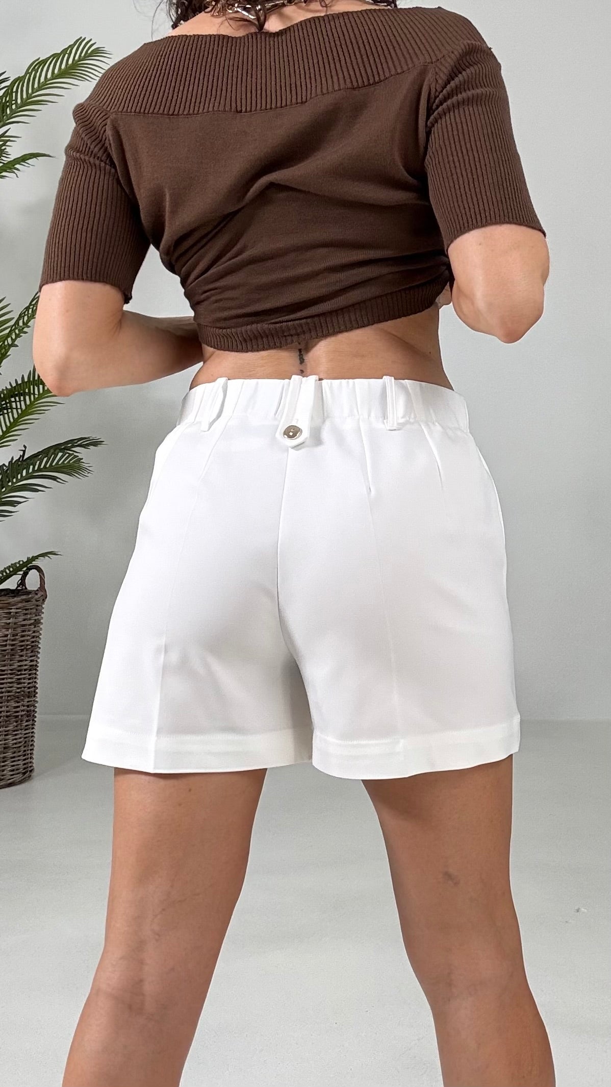 826 P25 BIANCO BERMUDA IN TESSUTO TECNICO COMPATTO DI COTONE