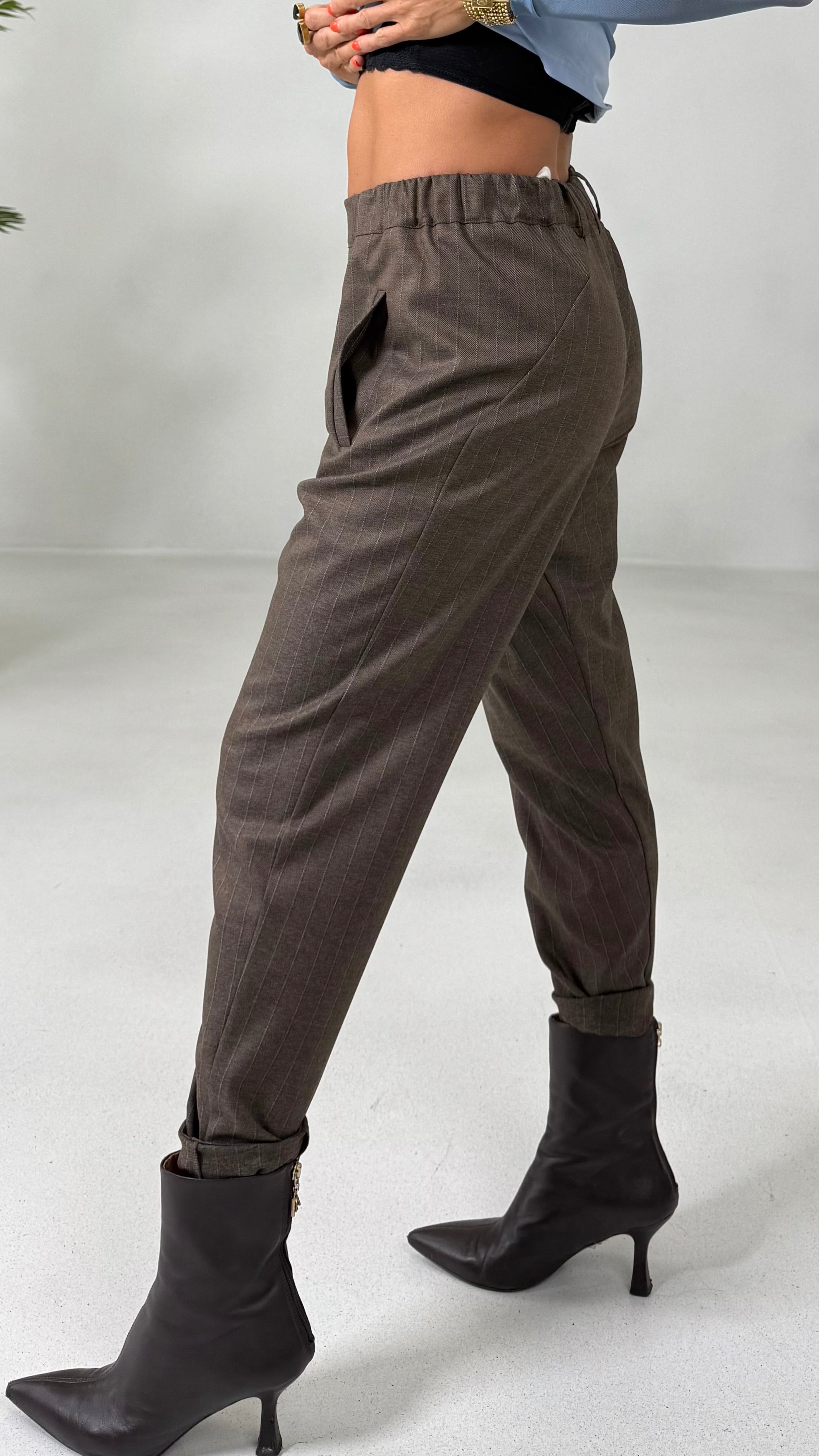 BAGGY CAVALLO BASSO IN FLANELLA GESSATA