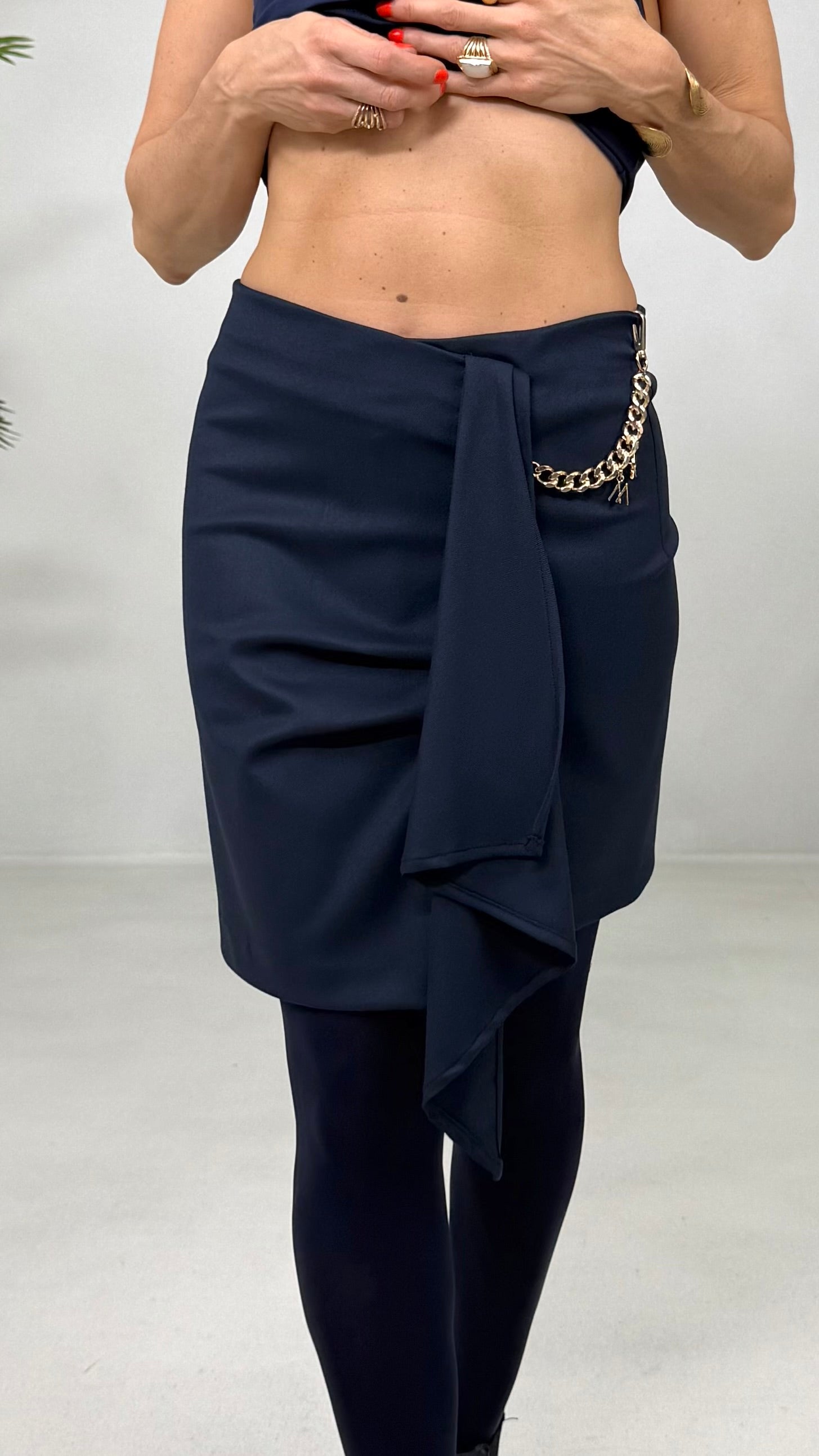 GONNA IN FLANELLA CARDATA CON PIEGONE DAVANTI