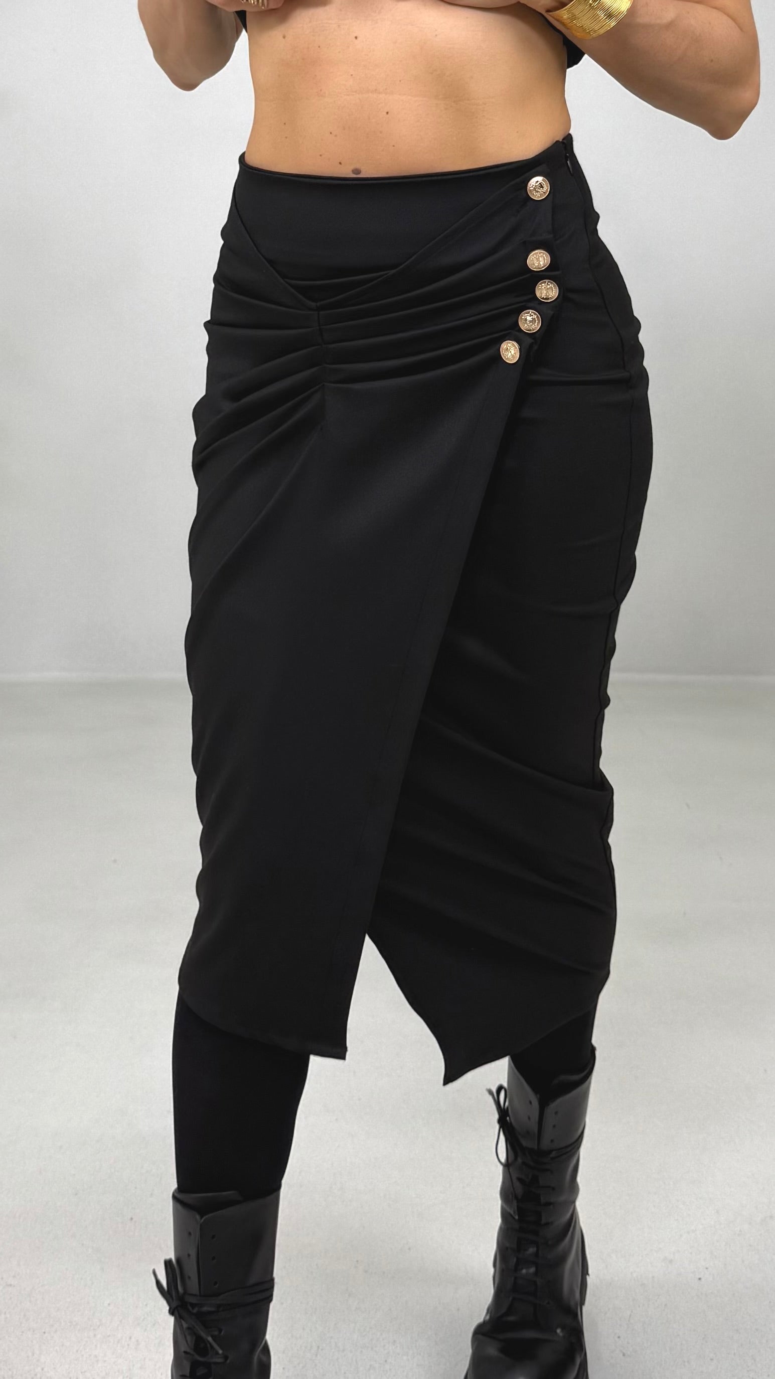 GONNA FINTO PORTAFOGLIO CON PIEGHE E BOTTONI IN FLANELLA CARDATA