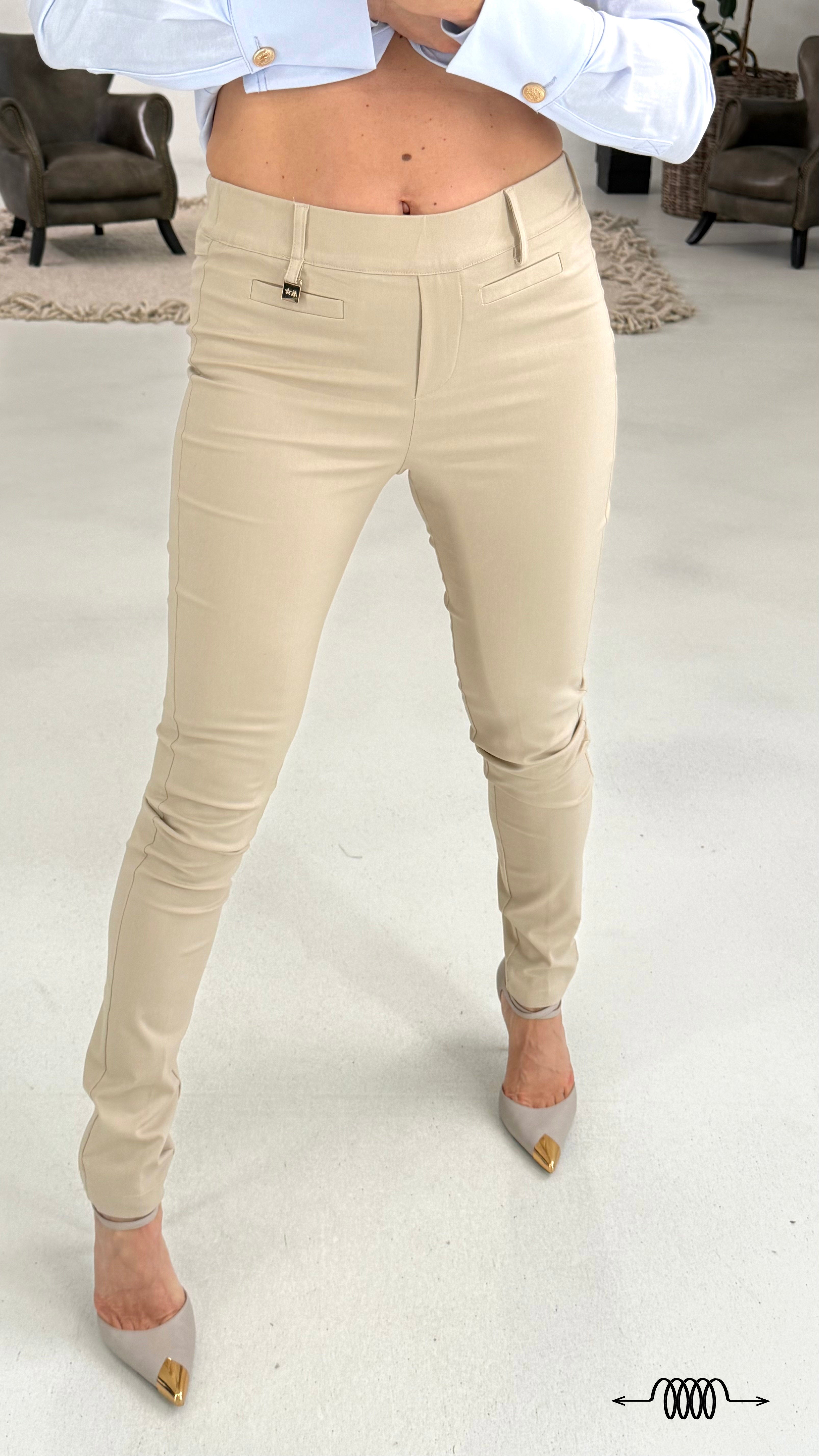 808 P25 BEIGE SKINNY ZERO STRESS IN TESSUTO TECNICO DI VISCOSA SUPER ELASTICO