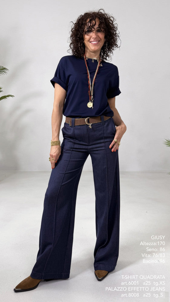 PALAZZO IN MAGLIA TECNICA EFFETTO JEANS
