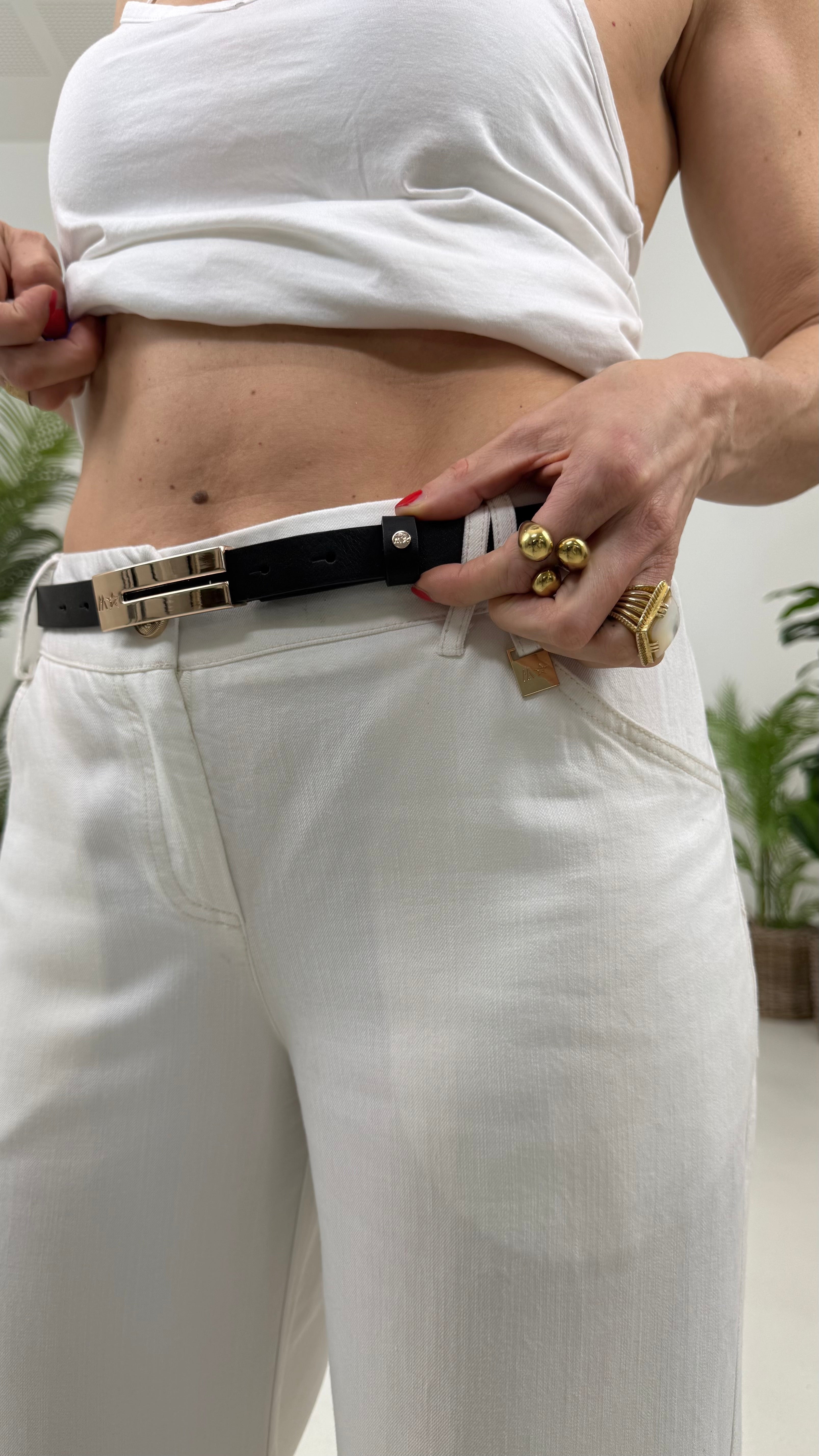 CINTURA CON FIBBIA RETTANGOLARE SPECCHIATA