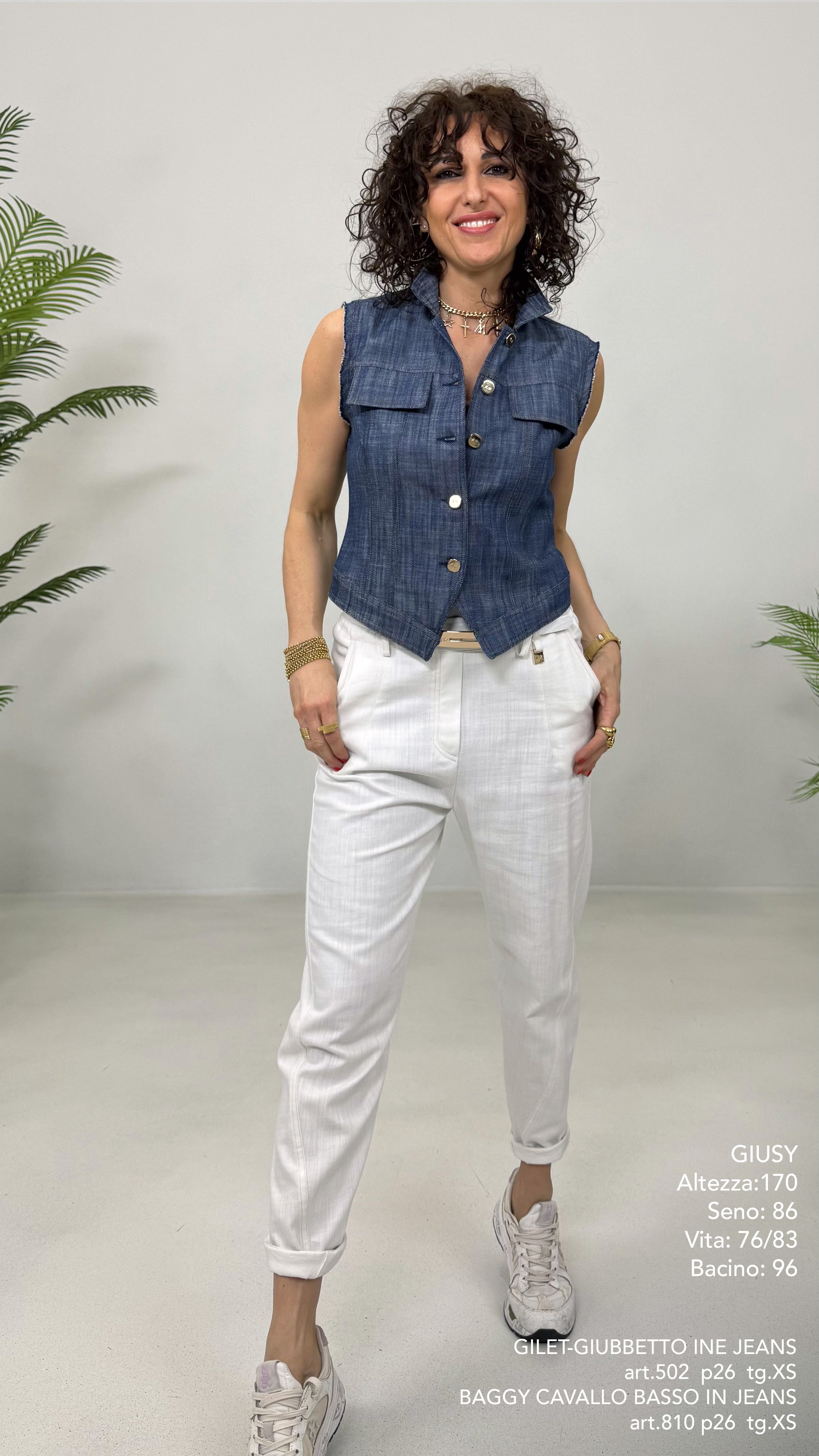 GILET-GIUBBETTO IN COTONE JEANS