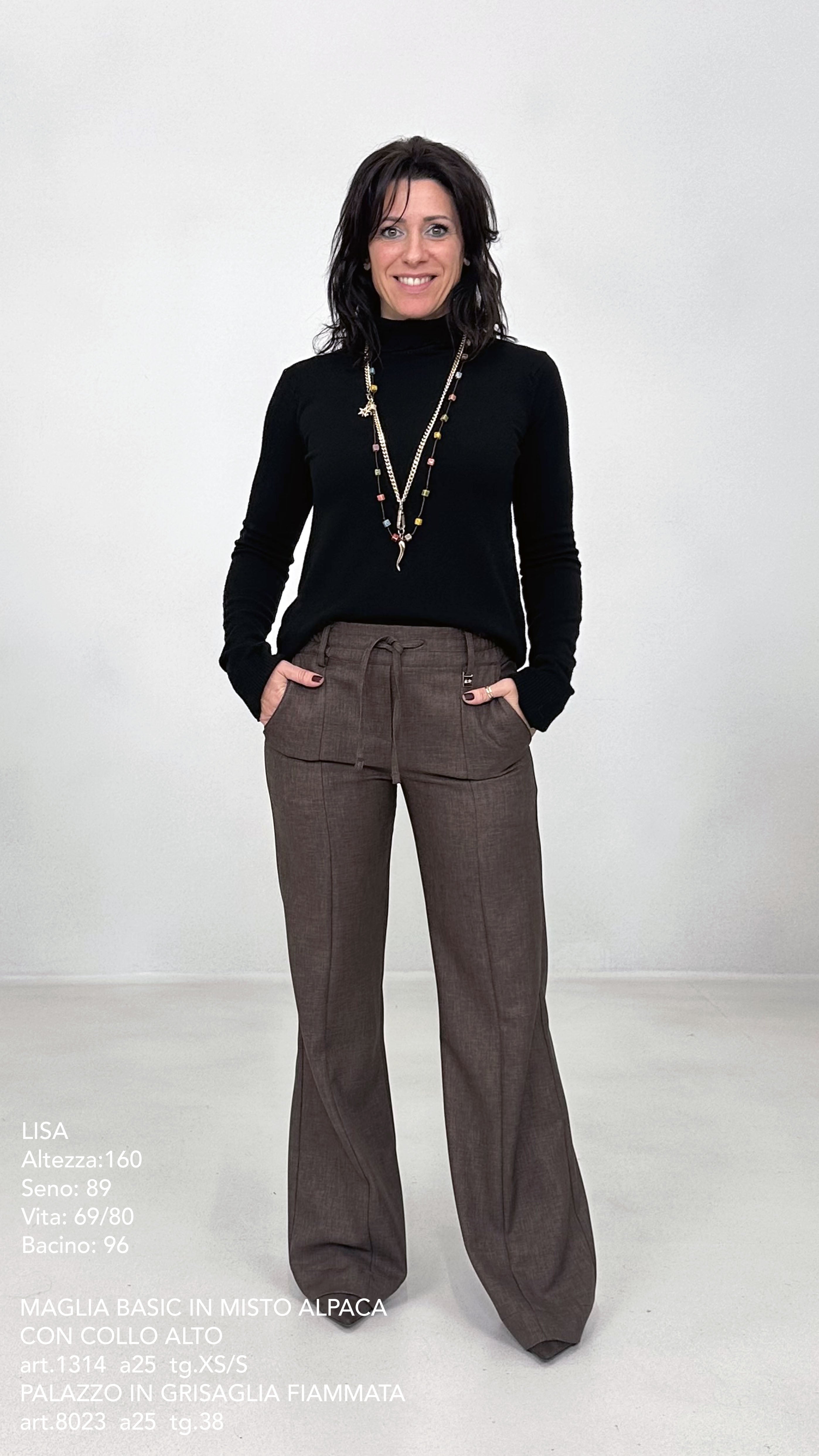 MAGLIA BASIC COLLO ALTO LEGGERA IN MISTO ALPACA