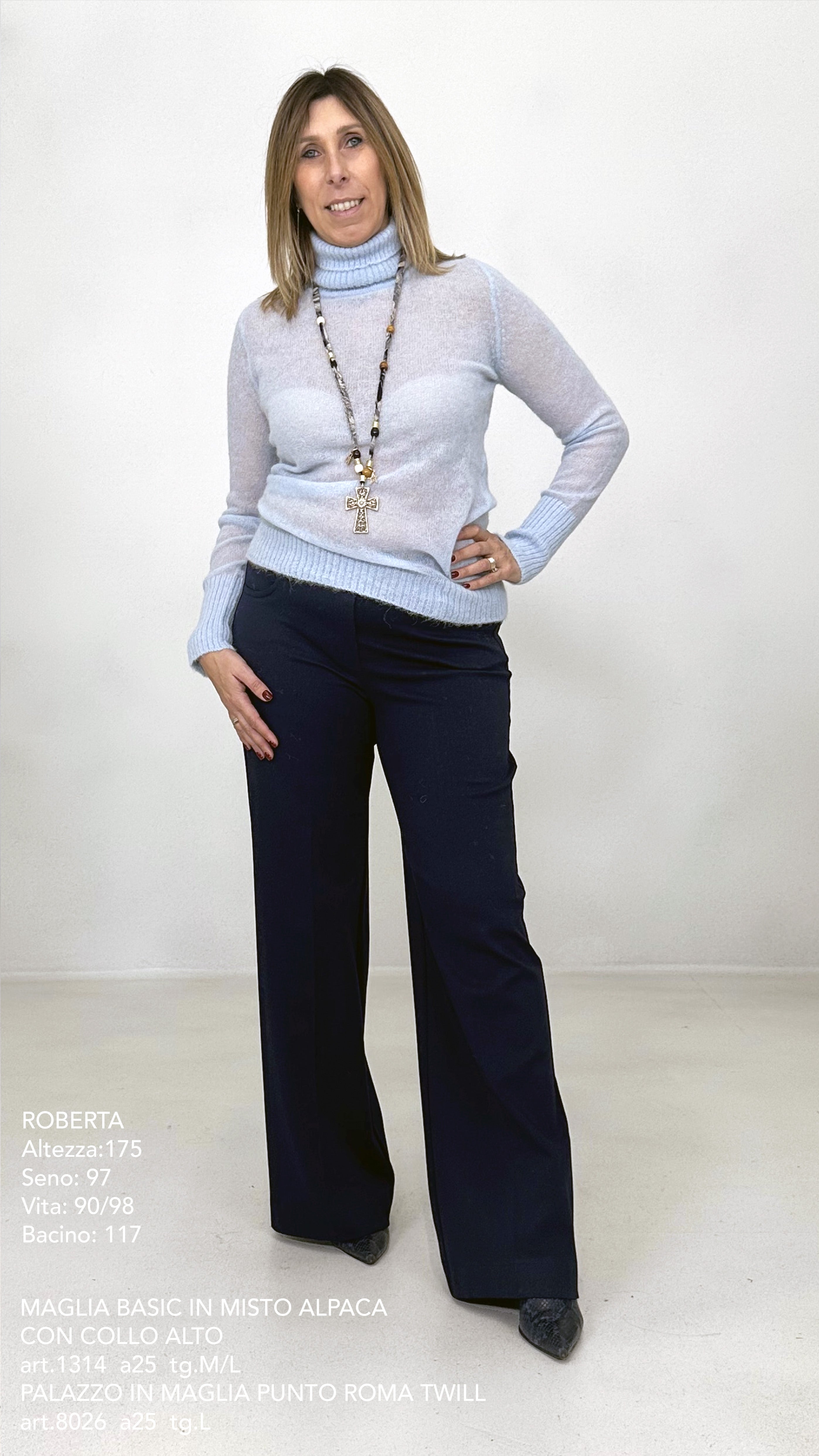 MAGLIA BASIC COLLO ALTO LEGGERA IN MISTO ALPACA