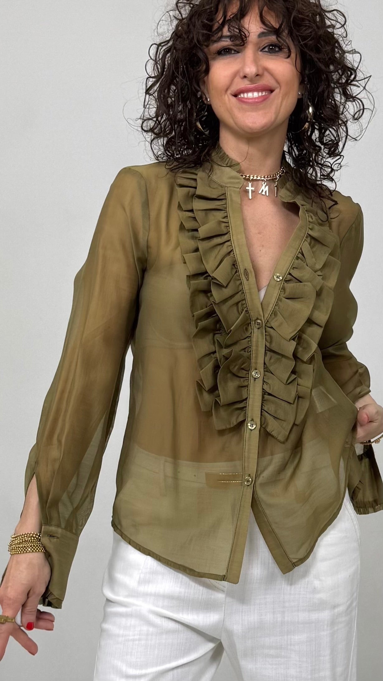 CAMICIA DOPPIA ROUCHES IN VOILE