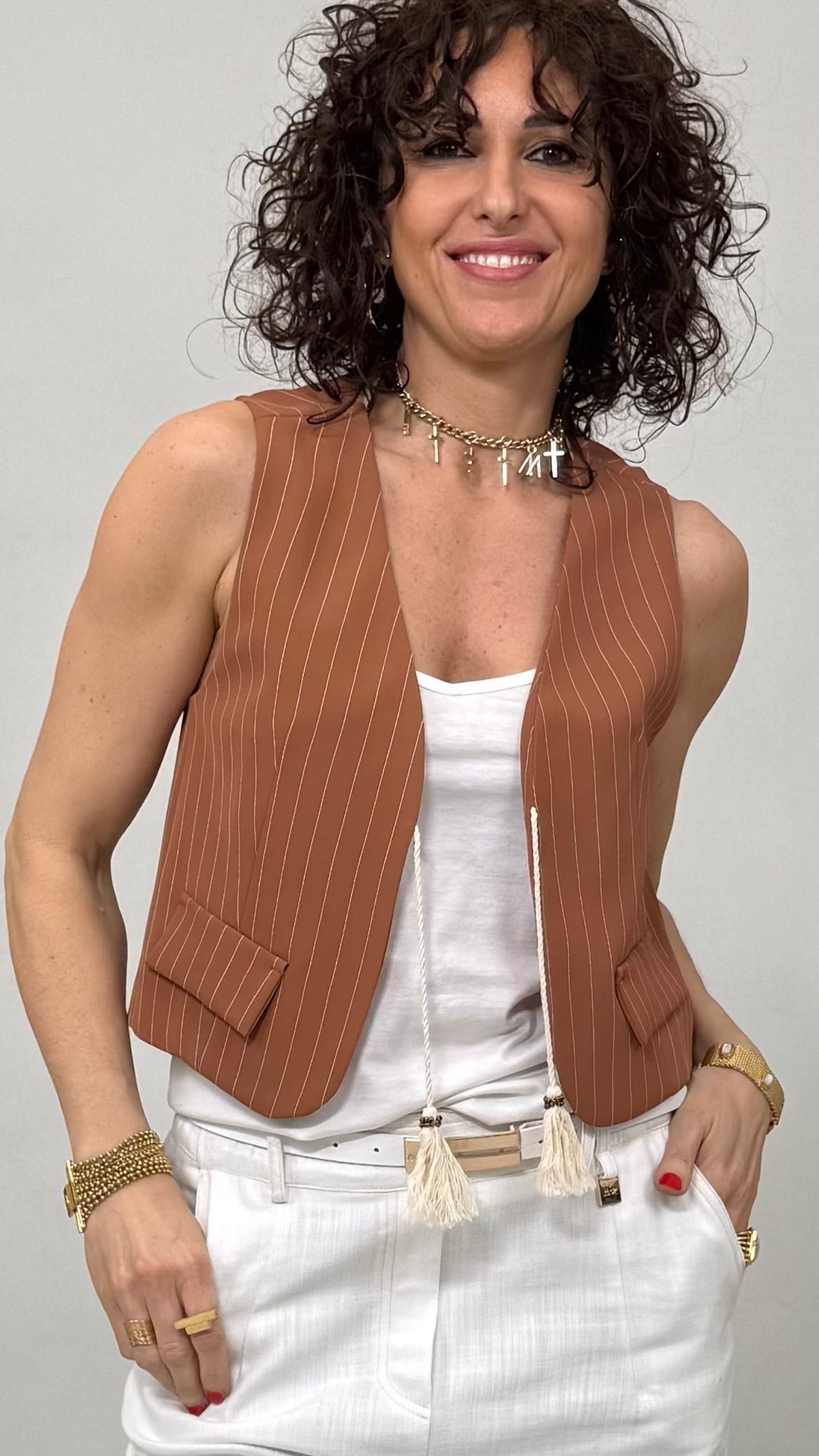 GILET GESSATO IN CADY FLUIDO