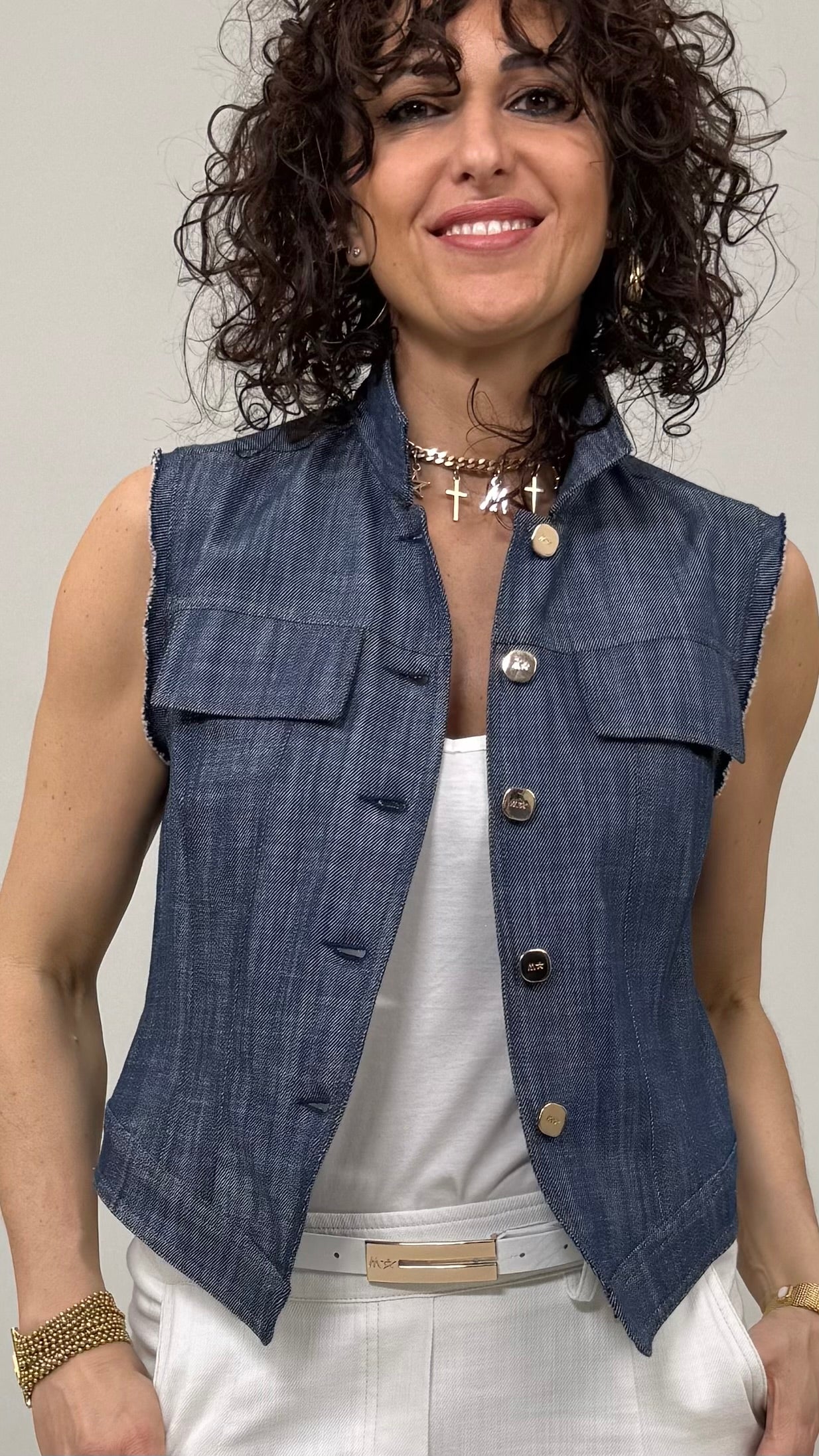 GILET-GIUBBETTO IN COTONE JEANS