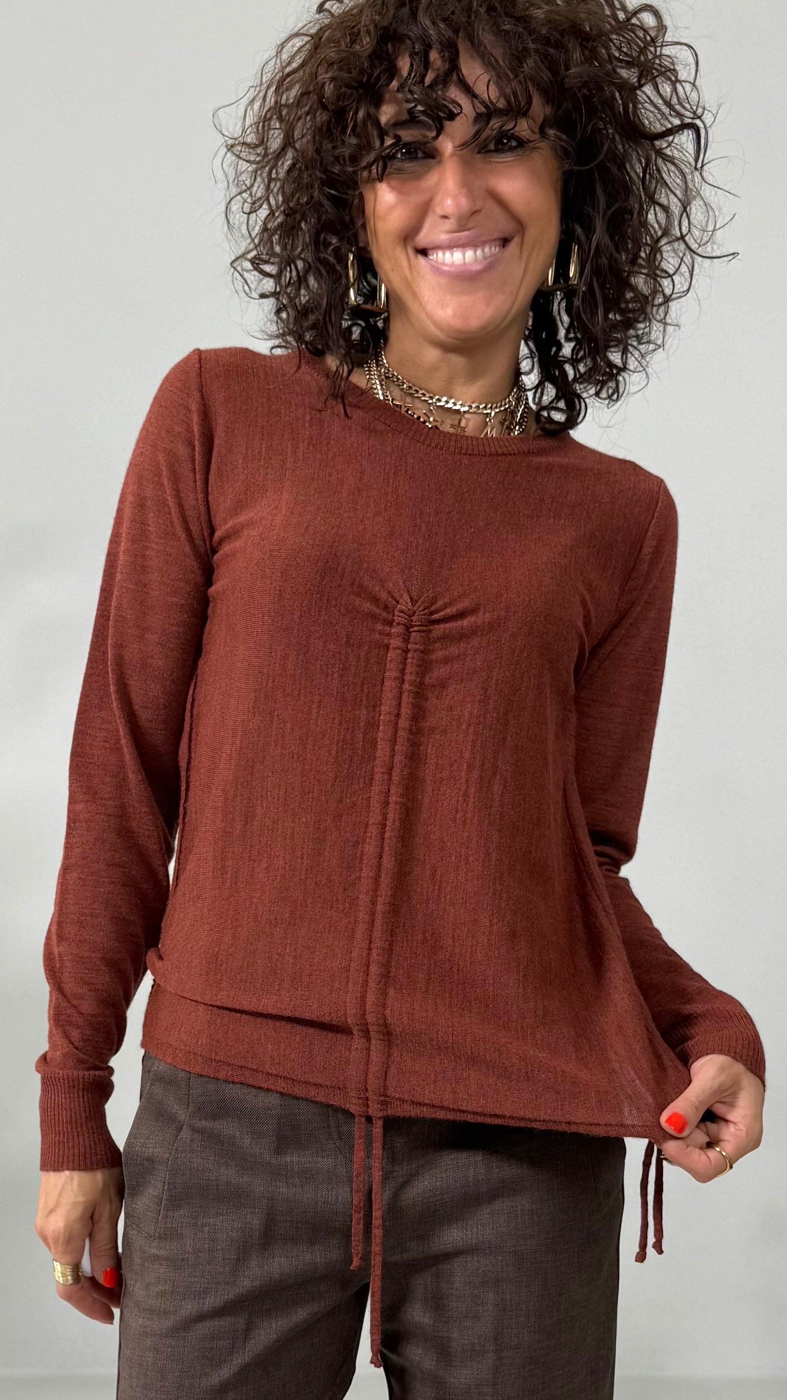 MAGLIA BASIC CON COULISSE IN LANA VISCOSA